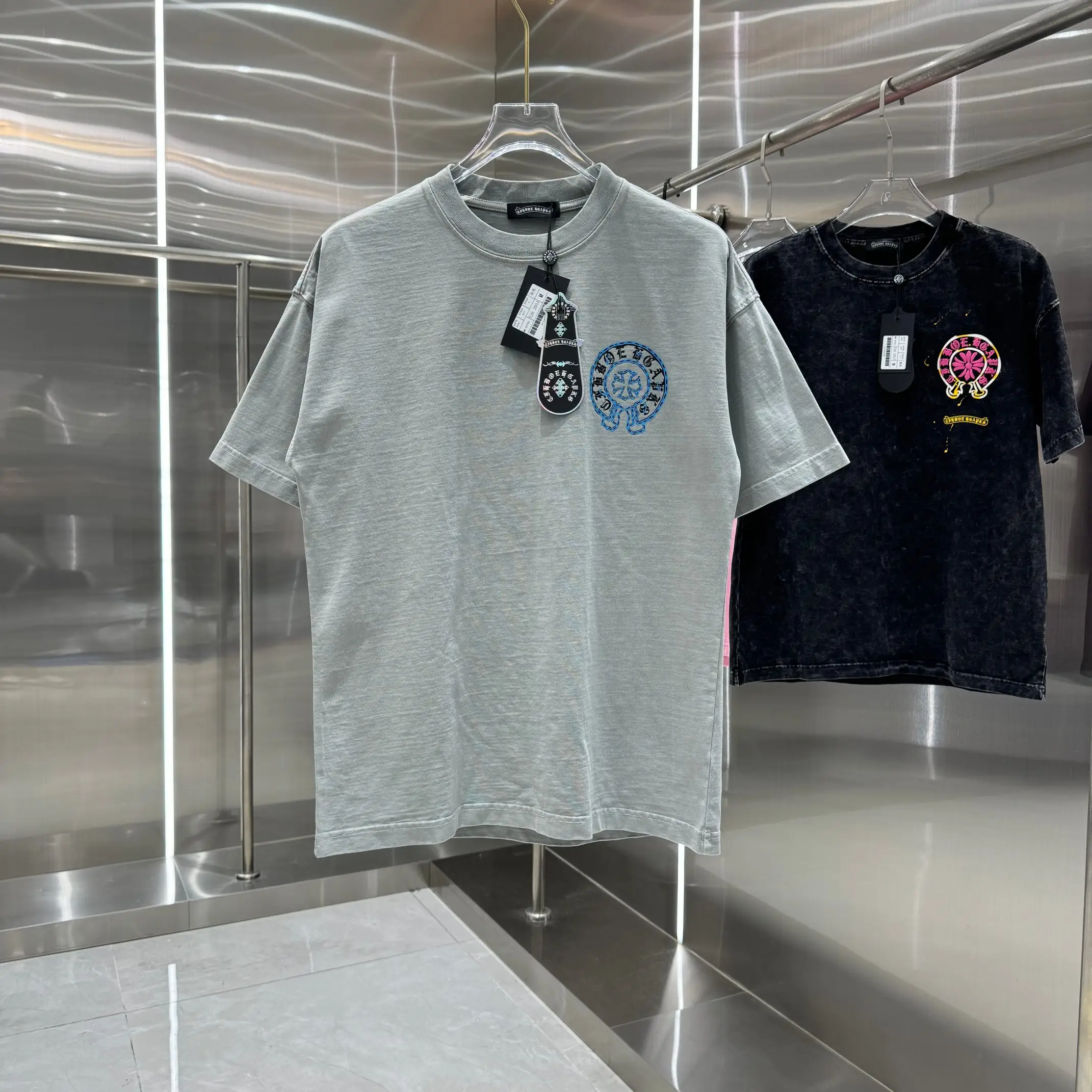 Logo Print Acid-Wash Cotton T-Shirt D18013823