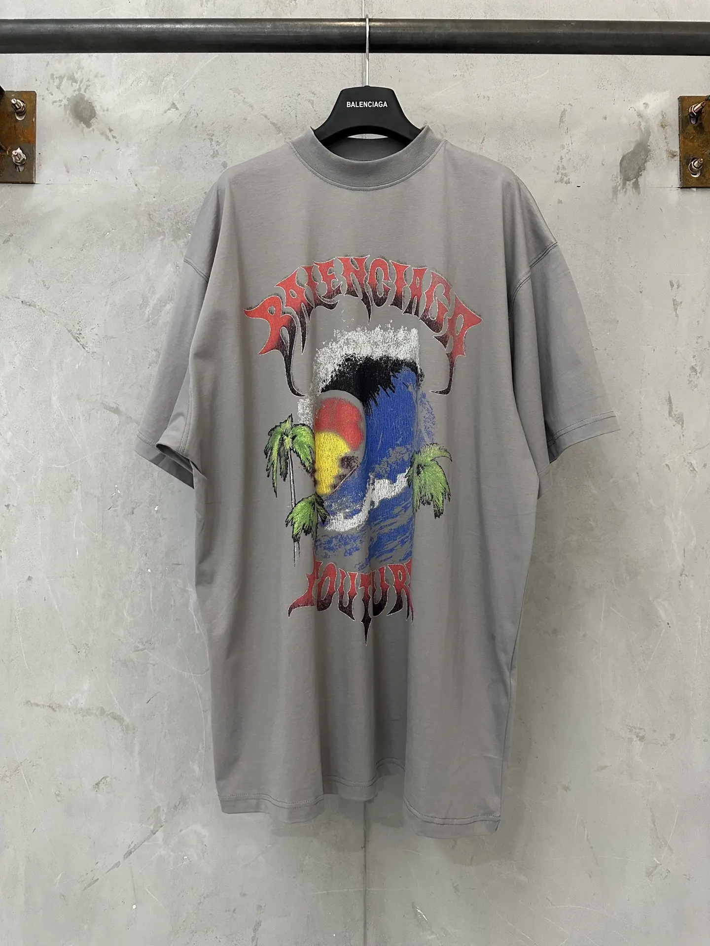 Palm Tree Graphic Oversized T-Shirt D18011339