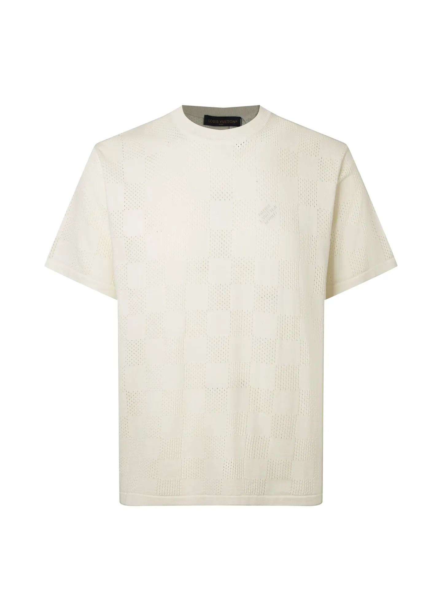 Damier Perforated Wool-Blend Knit T-Shirt D18511218
