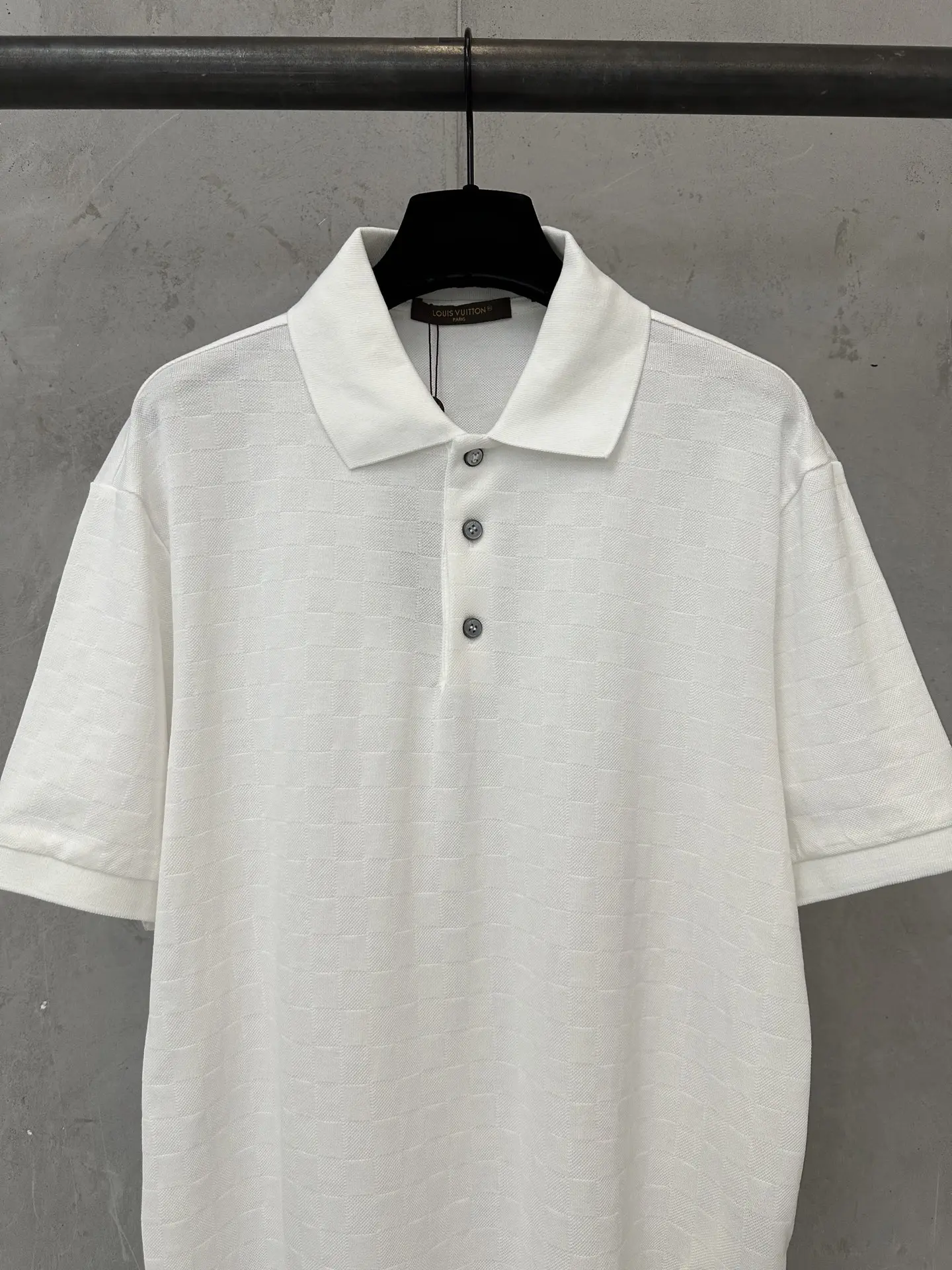 Damier Jacquard Cotton-Blend Polo Shirt D19011358 — view 3