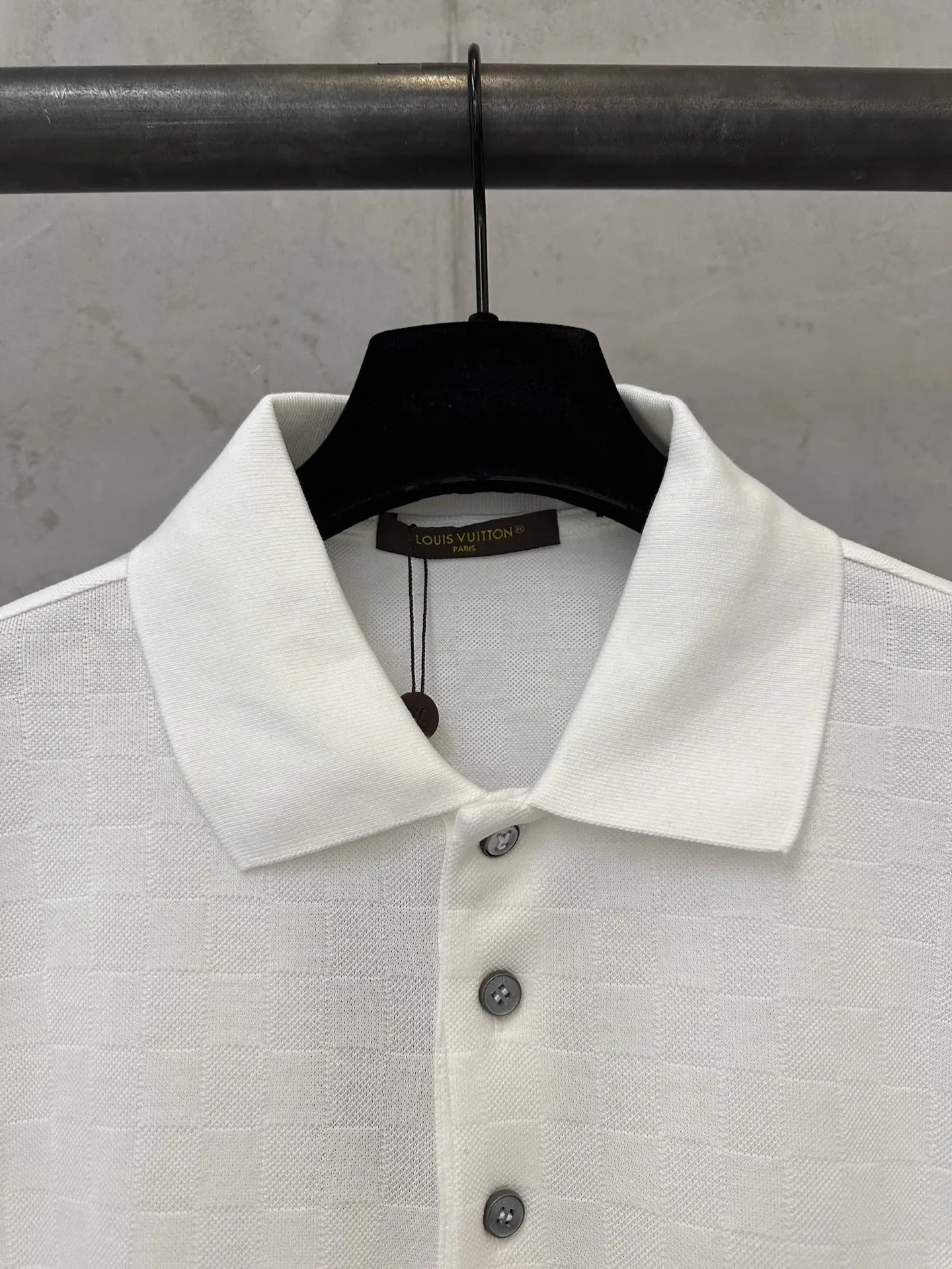 Damier Jacquard Cotton-Blend Polo Shirt D19011358 — view 5