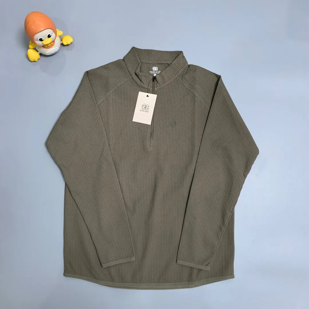 Waffle-Knit Half-Zip Long-Sleeve Top D19018981