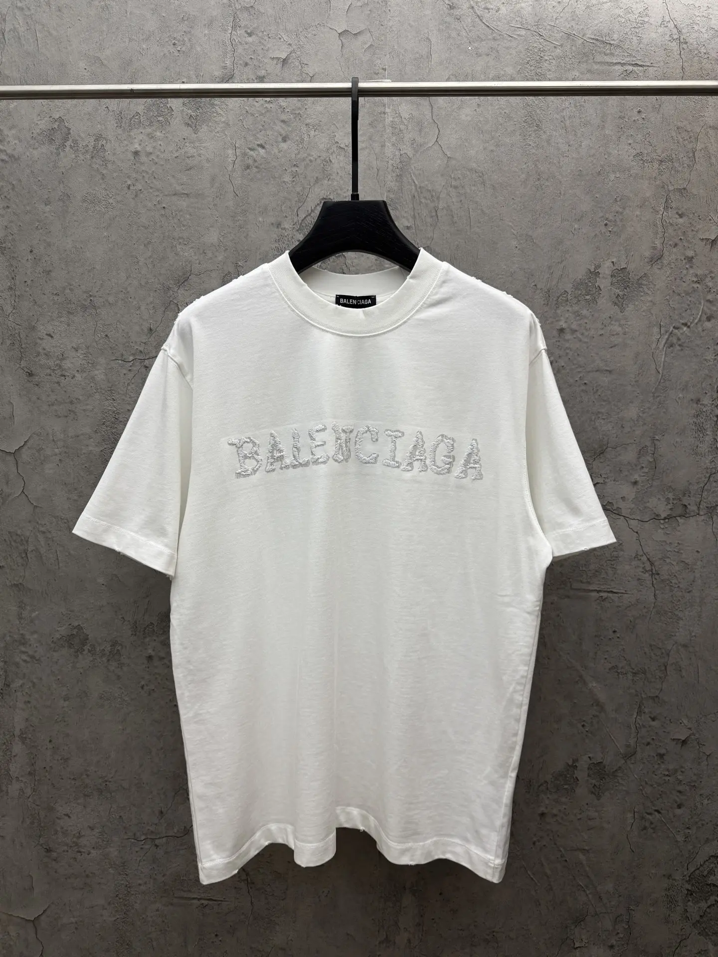Embroidered Logo Fringe Cotton T-Shirt D19013868