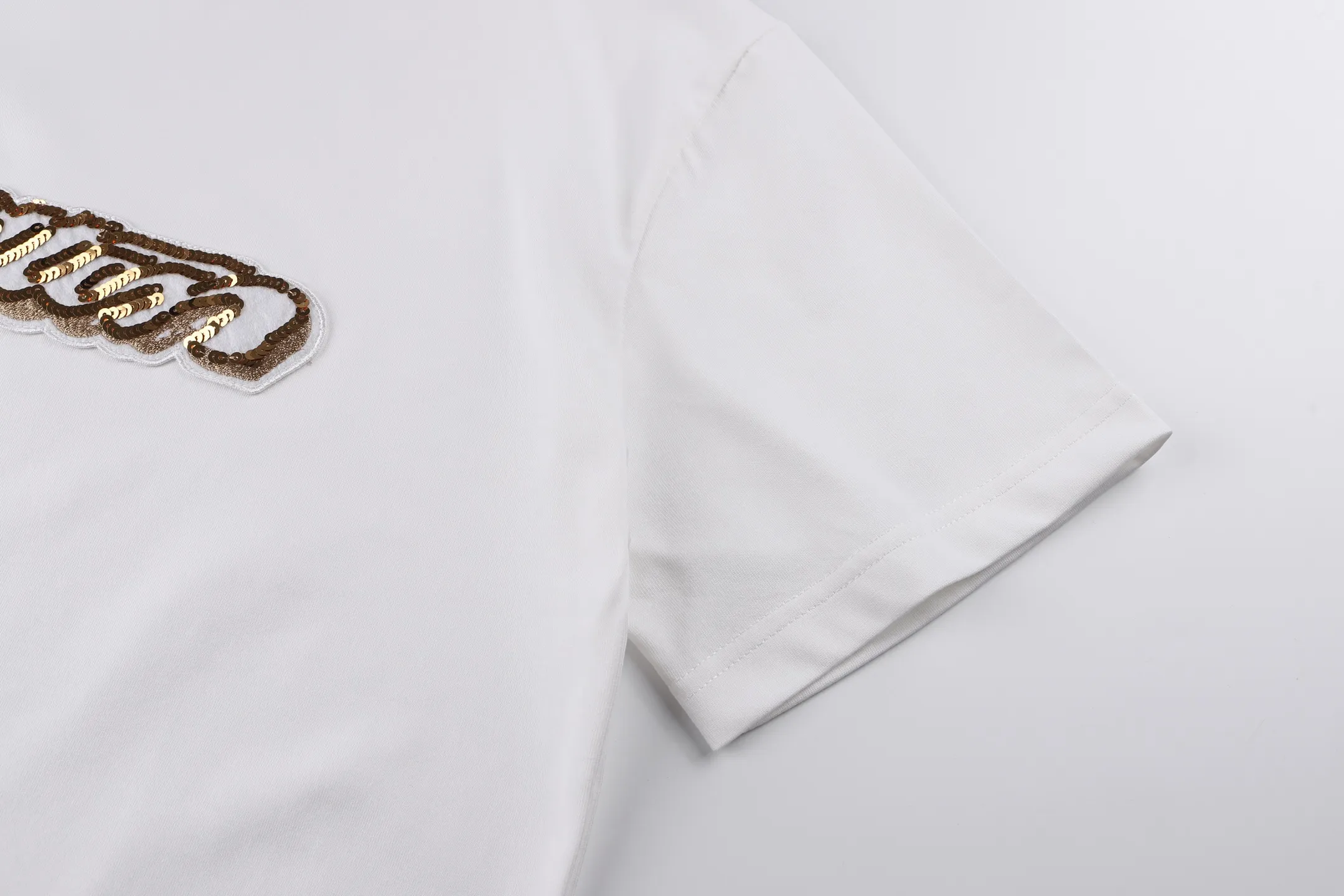 Sequin Logo Embroidered Cotton T-Shirt D19513843 — view 7
