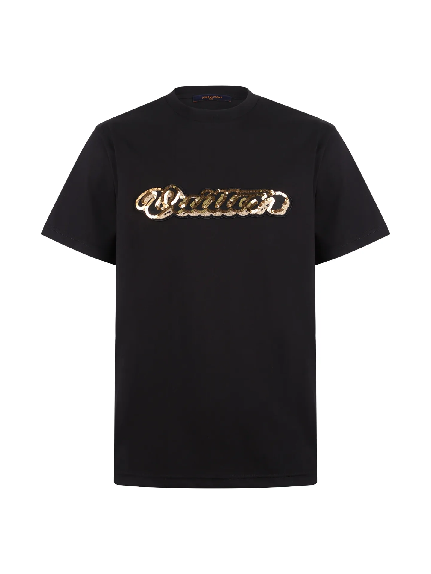 Sequin Logo Embroidered Cotton T-Shirt D19513842