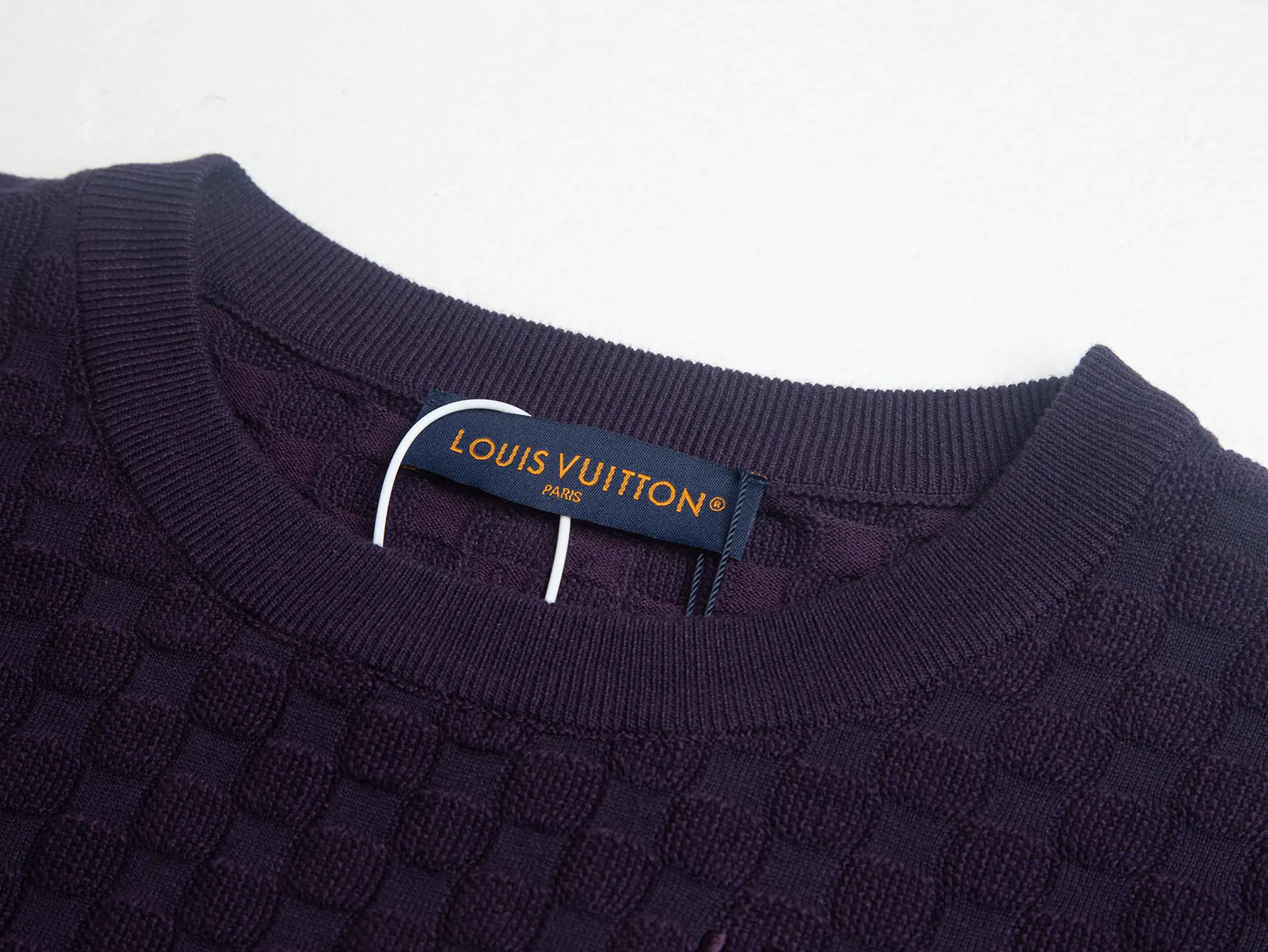 Damier Embroidered Wool-Blend Knit T-Shirt D19511056 — view 7