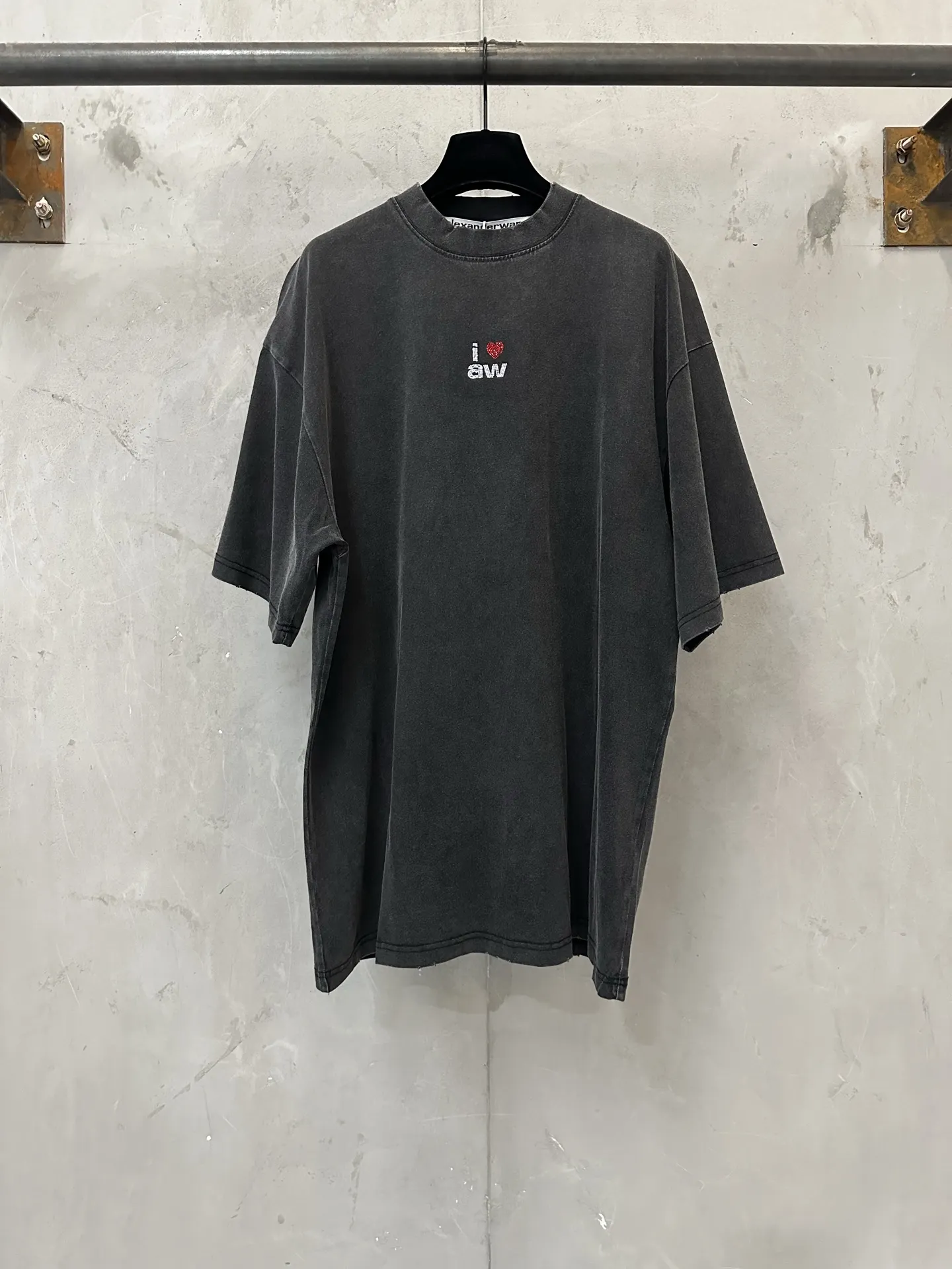 Hotfix Rhinestone Logo Cotton T-Shirt D20023129