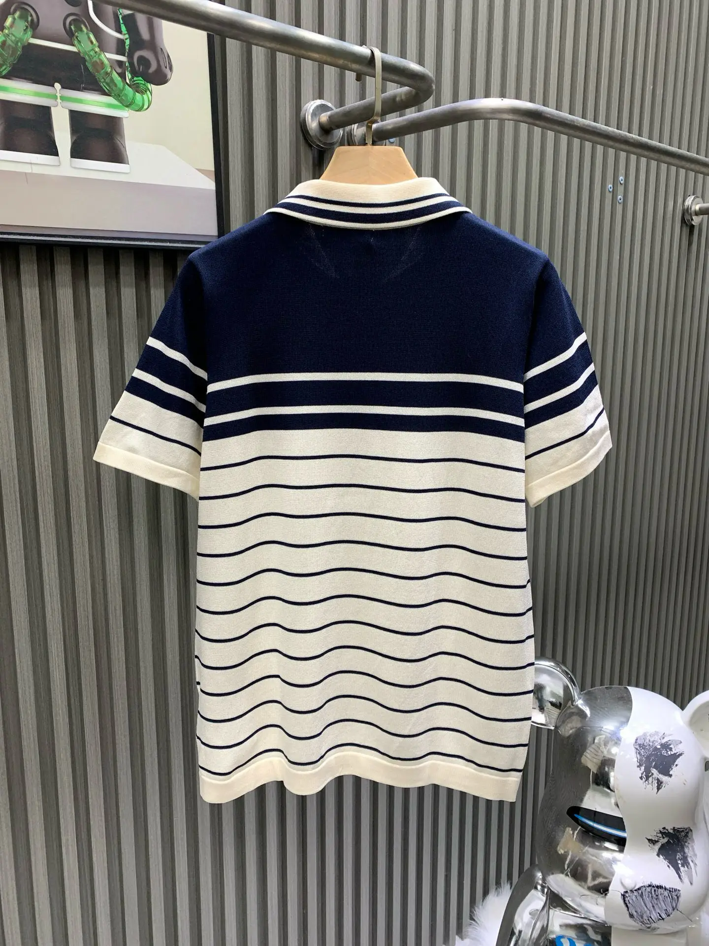 Striped Cotton-Knit Polo Shirt D20014121 — view 2