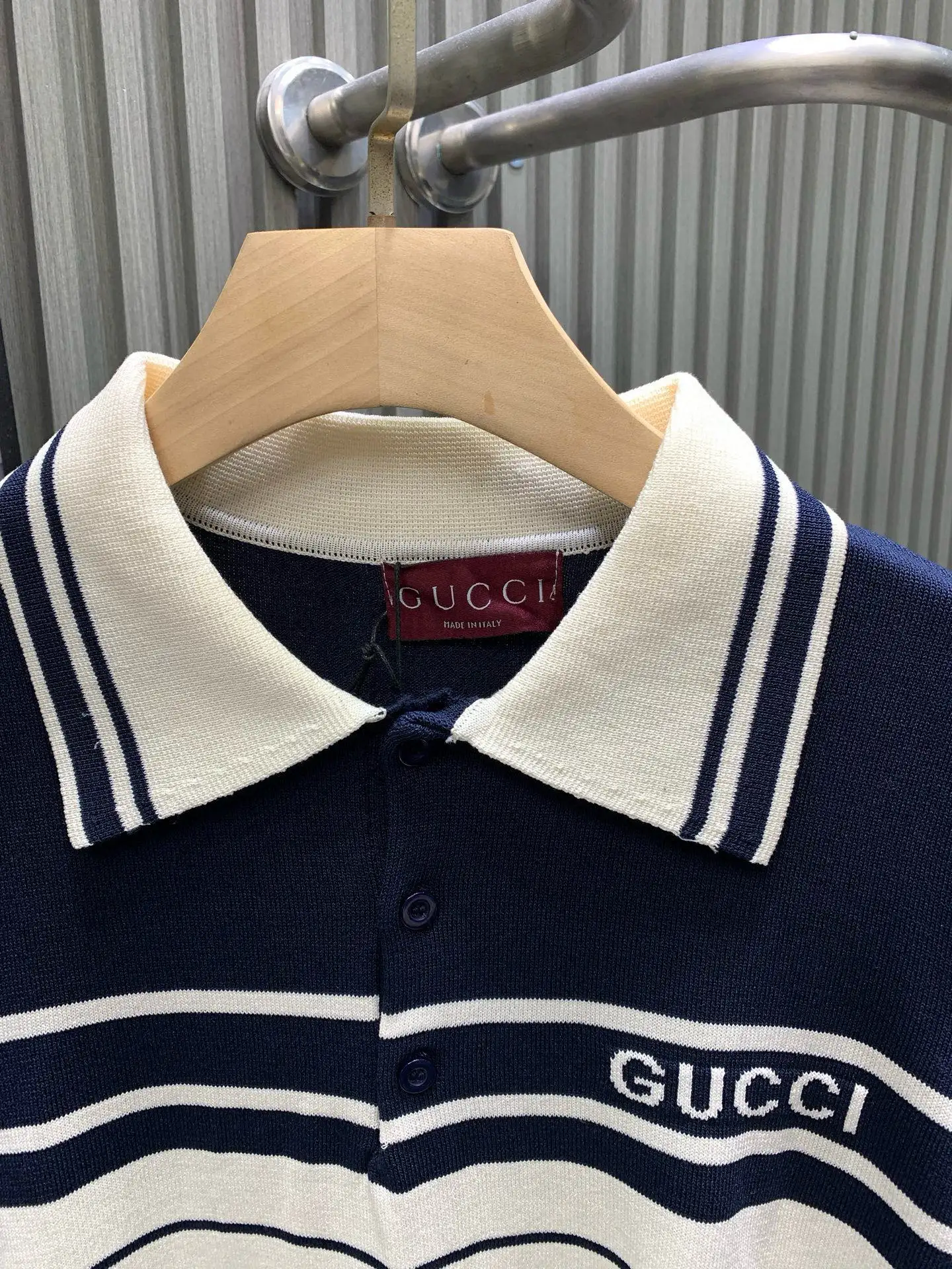 Striped Cotton-Knit Polo Shirt D20014121 — view 3