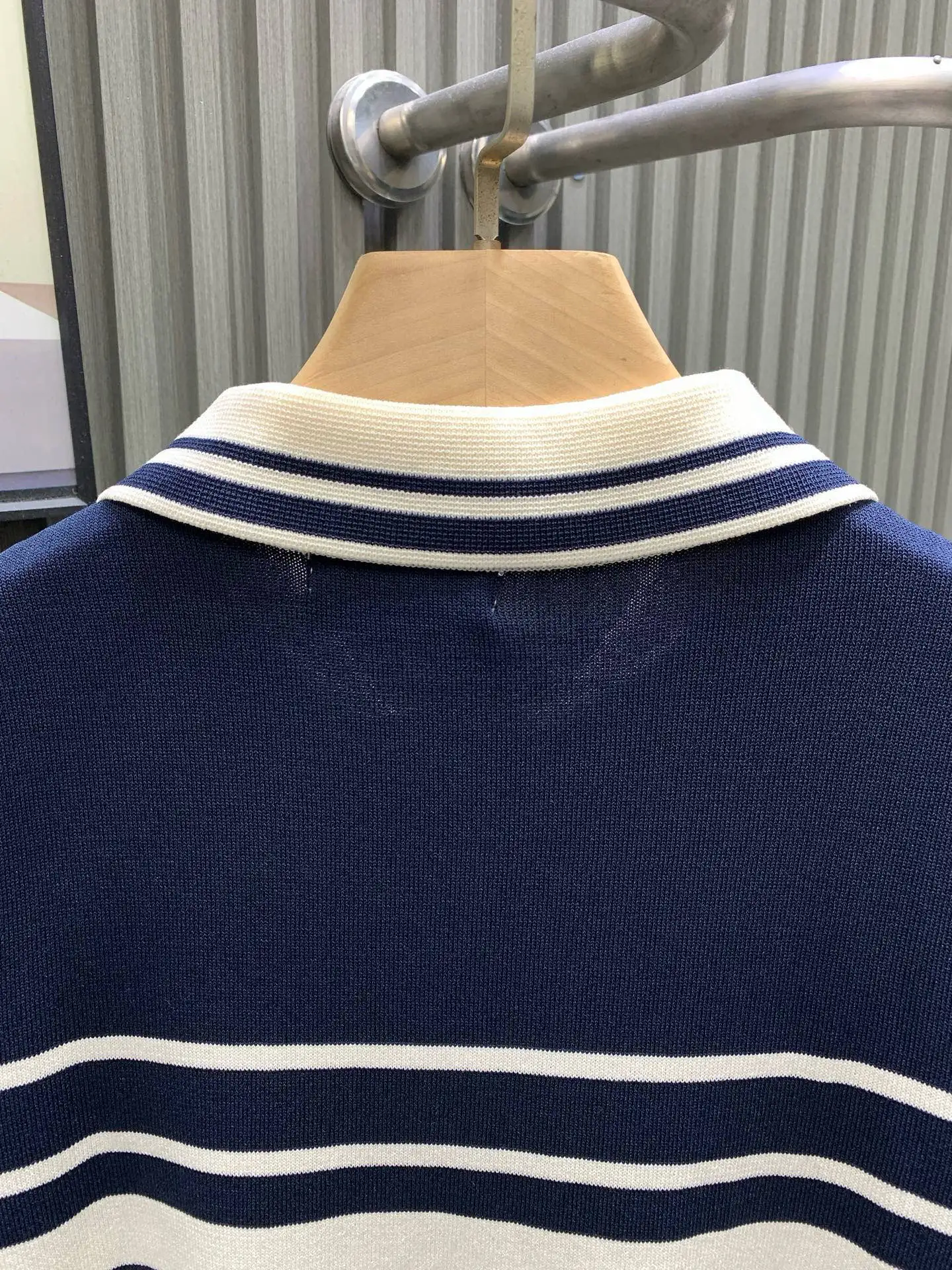 Striped Cotton-Knit Polo Shirt D20014121 — view 4