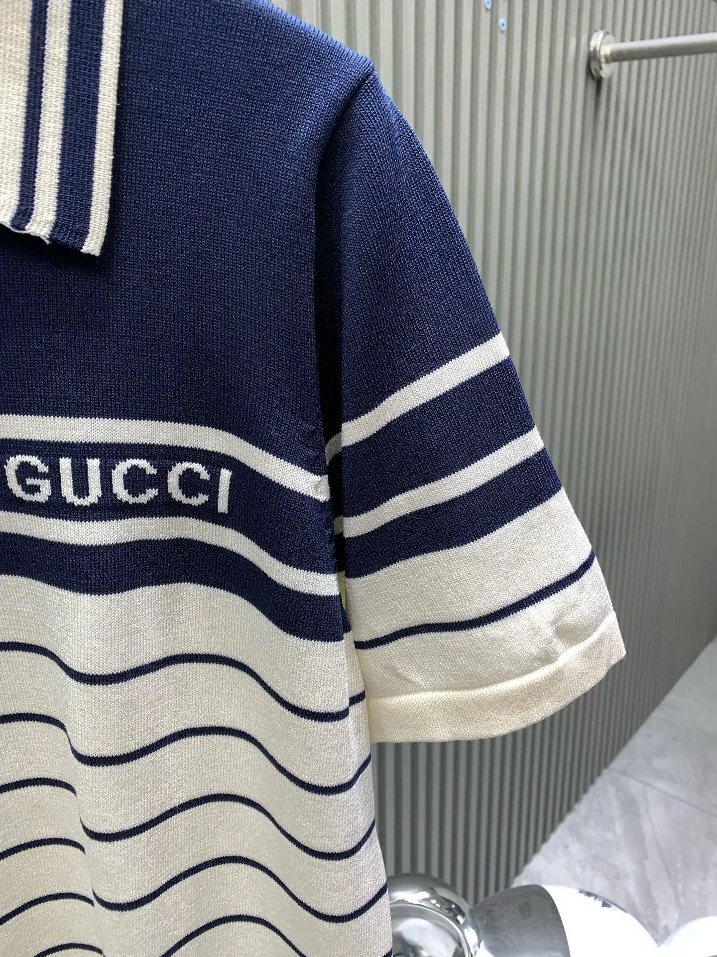 Striped Cotton-Knit Polo Shirt D20014121 — view 7