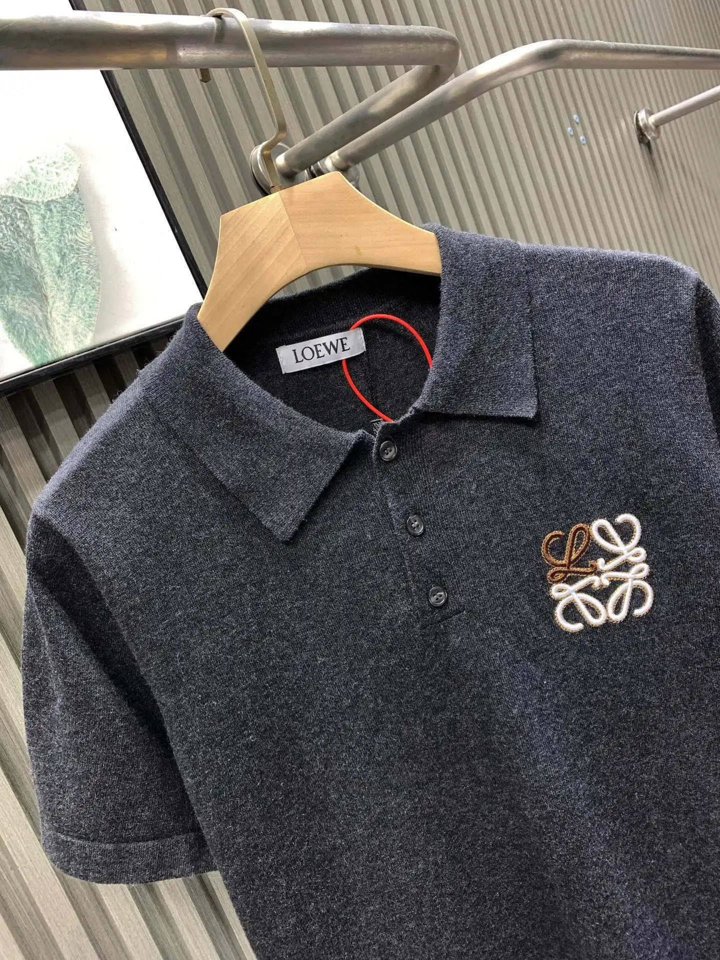 Anagram Embroidered Cotton-Piqué Polo Shirt D20014125 — view 3