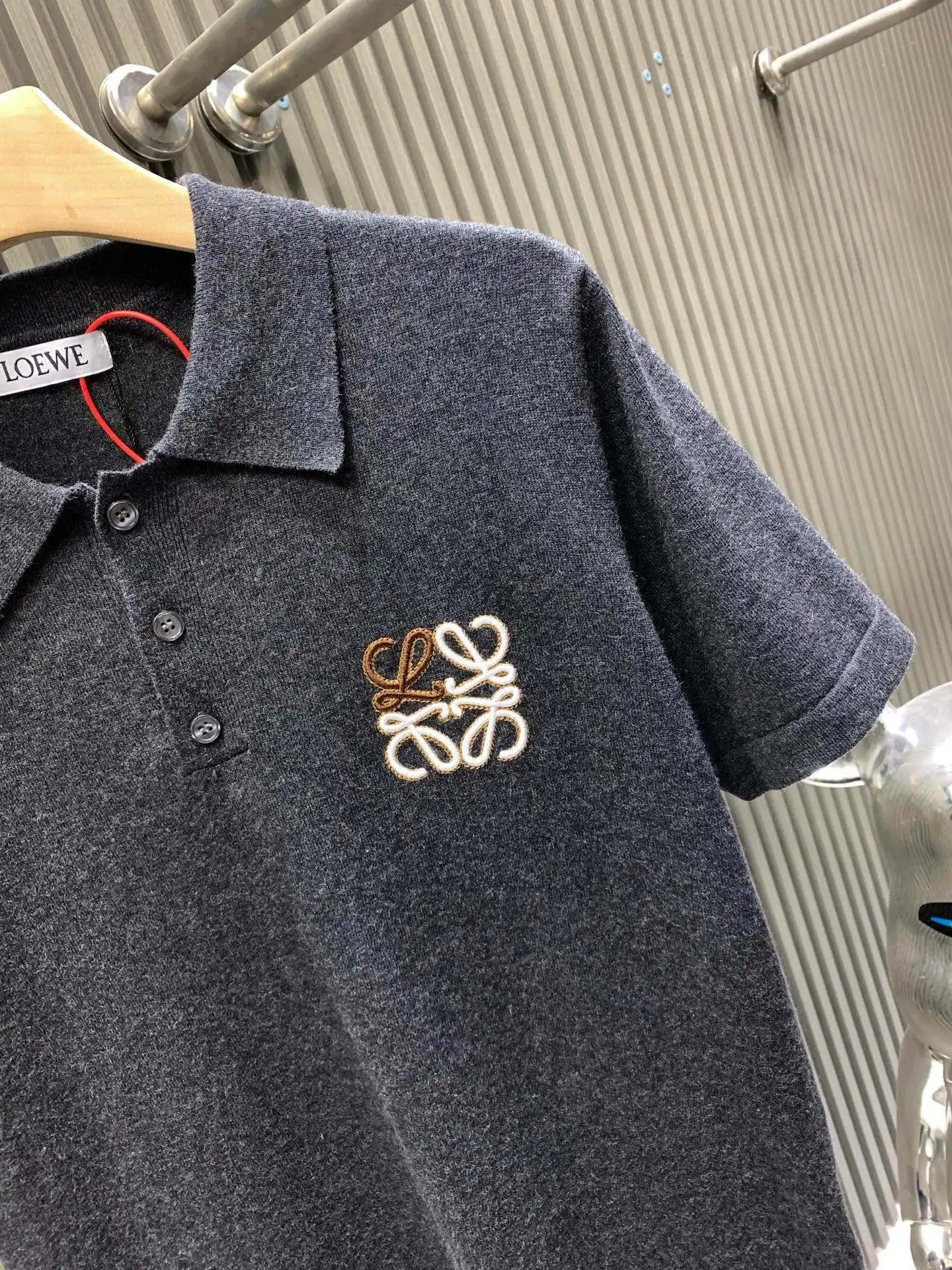 Anagram Embroidered Cotton-Piqué Polo Shirt D20014125 — view 5