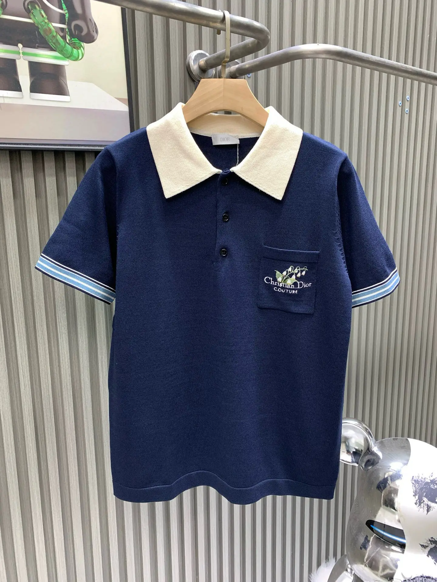 Lily of the Valley Embroidered Knit Polo Shirt D20514122
