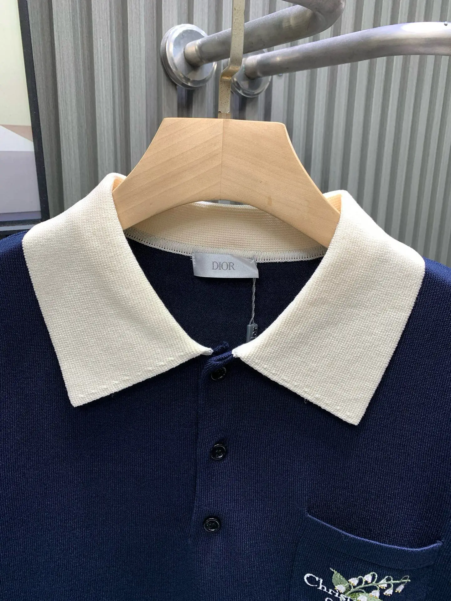 Lily of the Valley Embroidered Knit Polo Shirt D20514122 — view 3