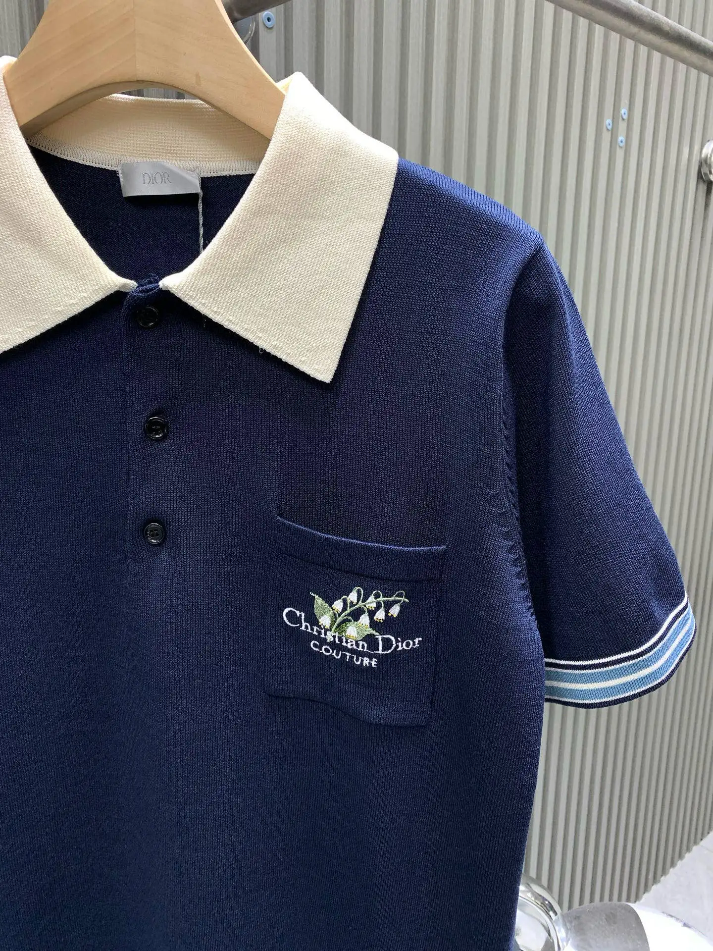 Lily of the Valley Embroidered Knit Polo Shirt D20514122 — view 6