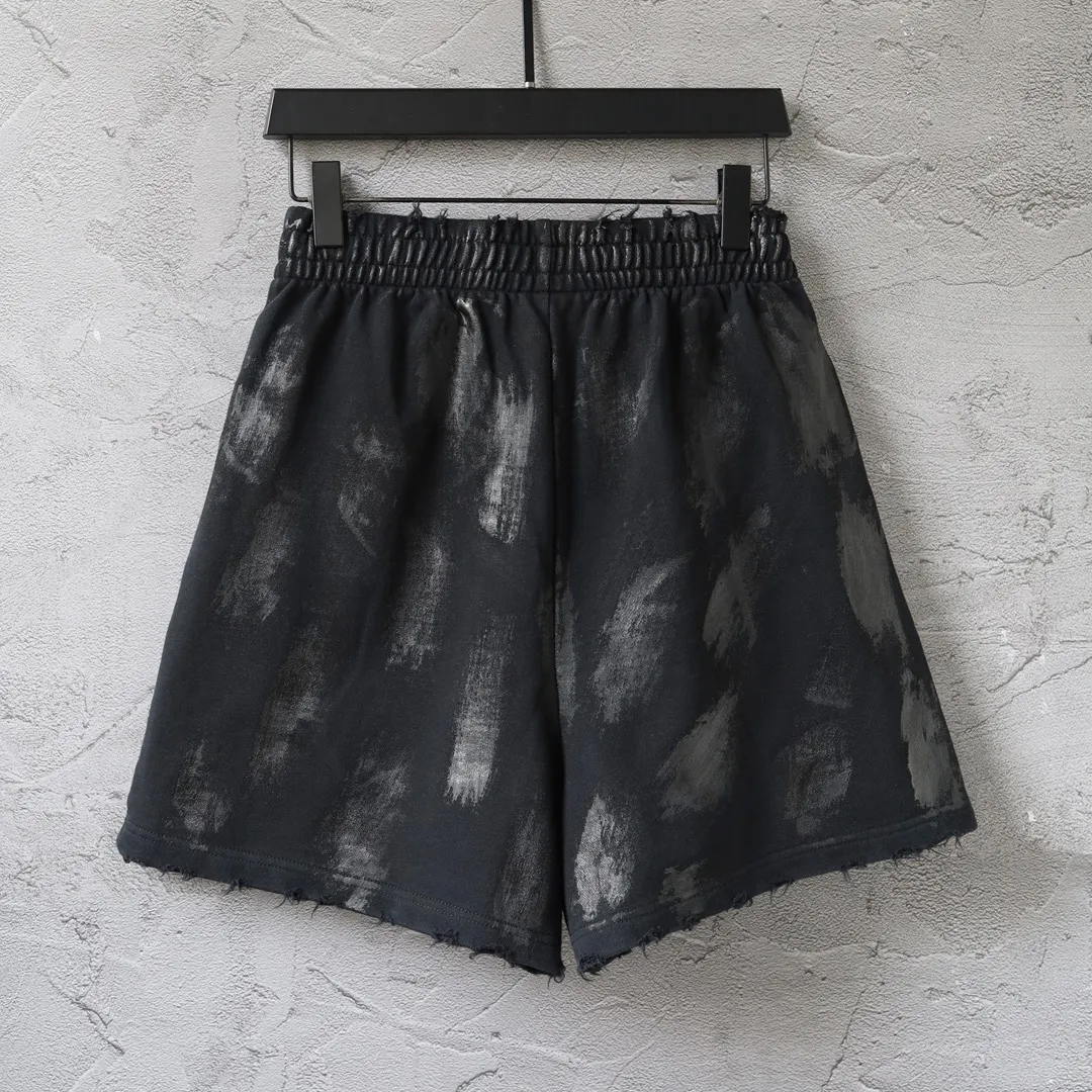 Distressed Mud-Wash Embroidered Sweat Shorts D21014221 — view 2