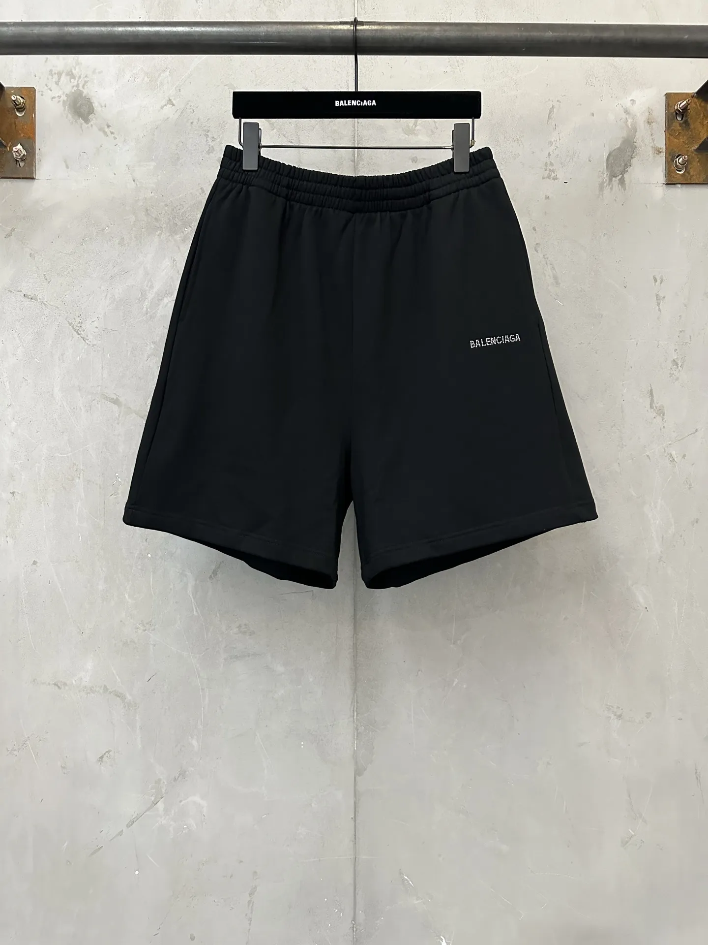 Logo Rhinestone Cotton-Jersey Shorts D21518894