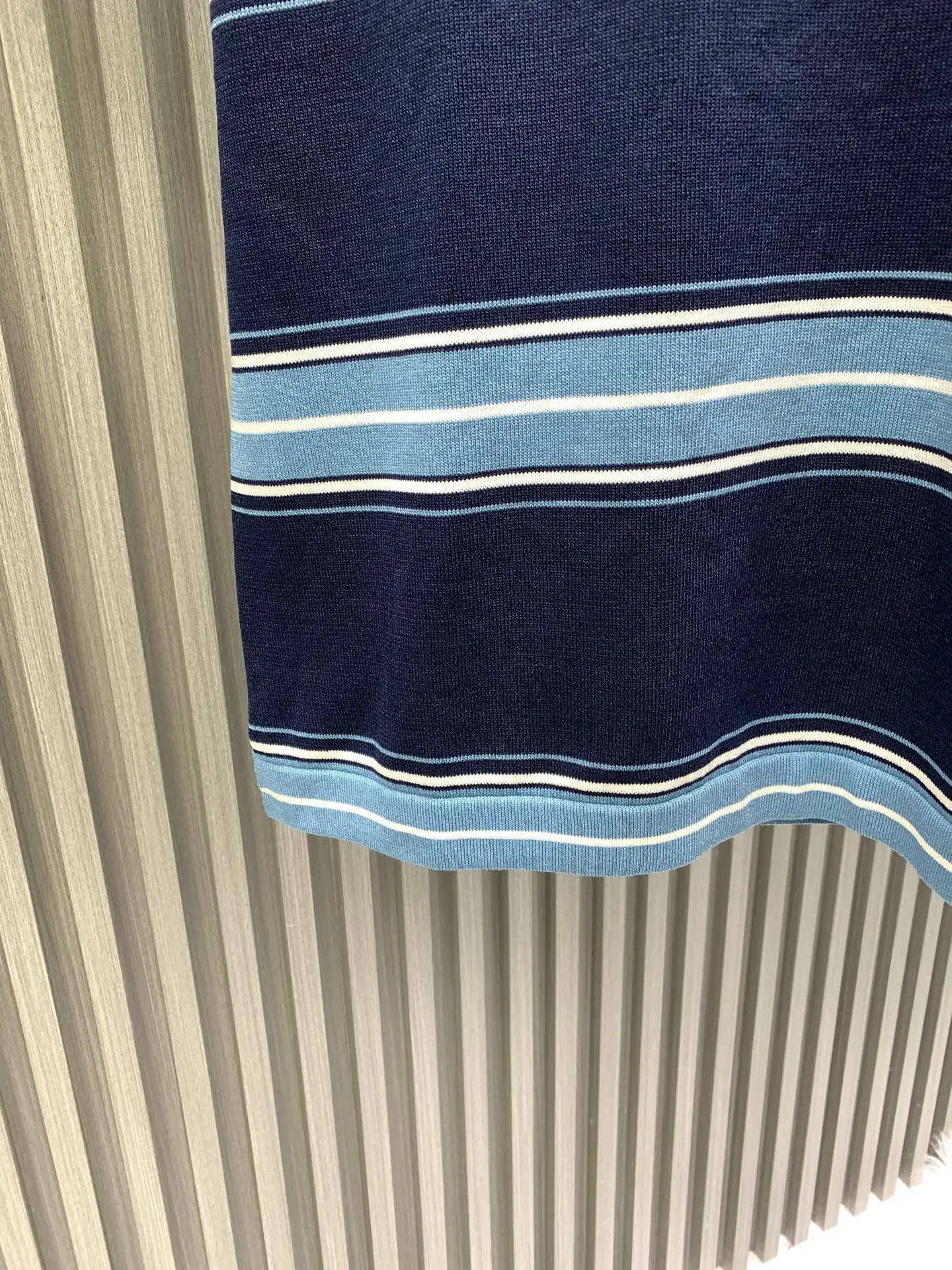Lily of the Valley Embroidered Striped Wool Polo Shirt D21514123 — view 9