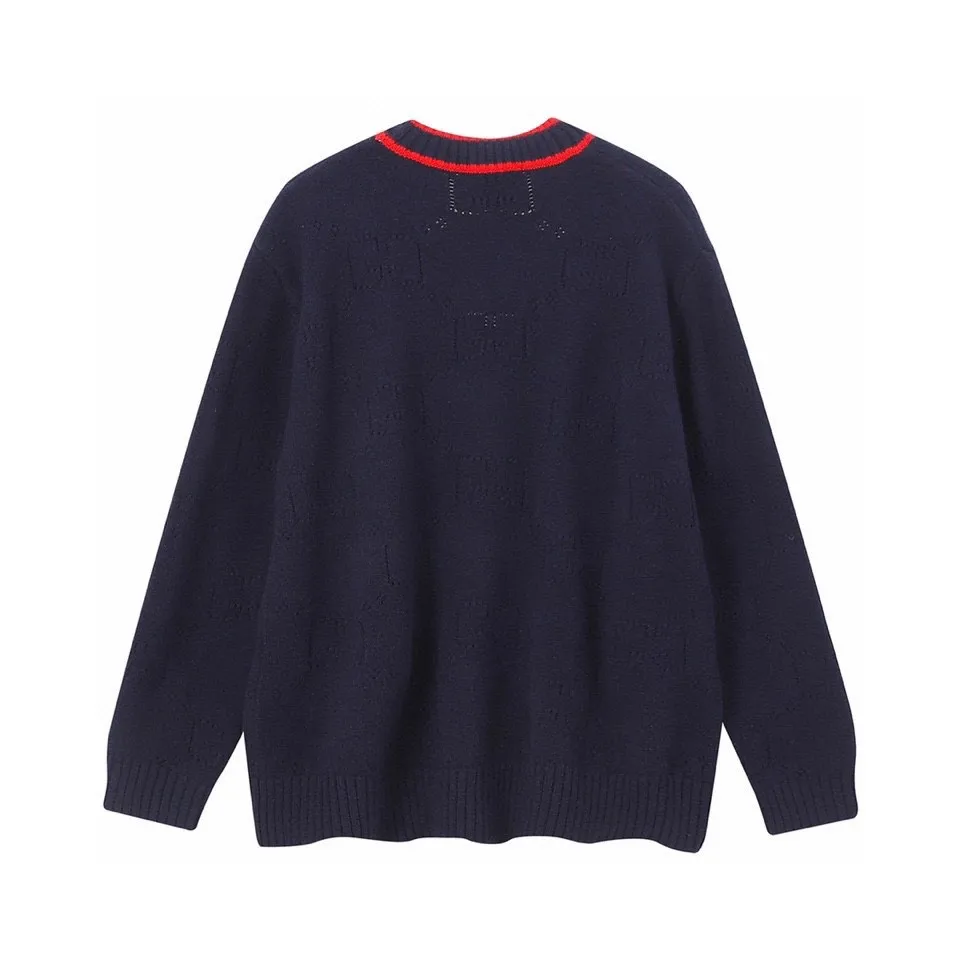 GG Perforated Jacquard Wool Cardigan D22022067 — view 2