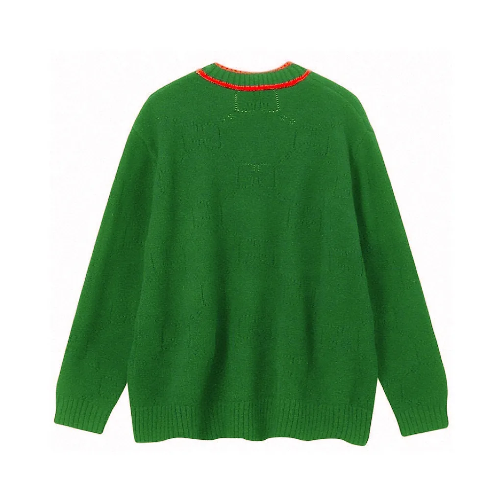 GG Perforated Jacquard Wool Cardigan D22022066 — view 2