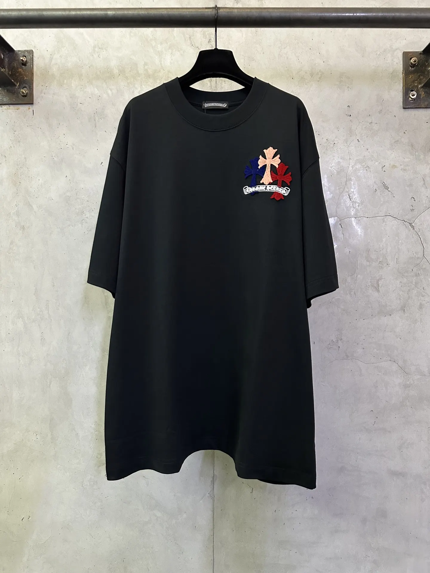 Cross Embroidery Heavyweight Cotton T-Shirt D23012426