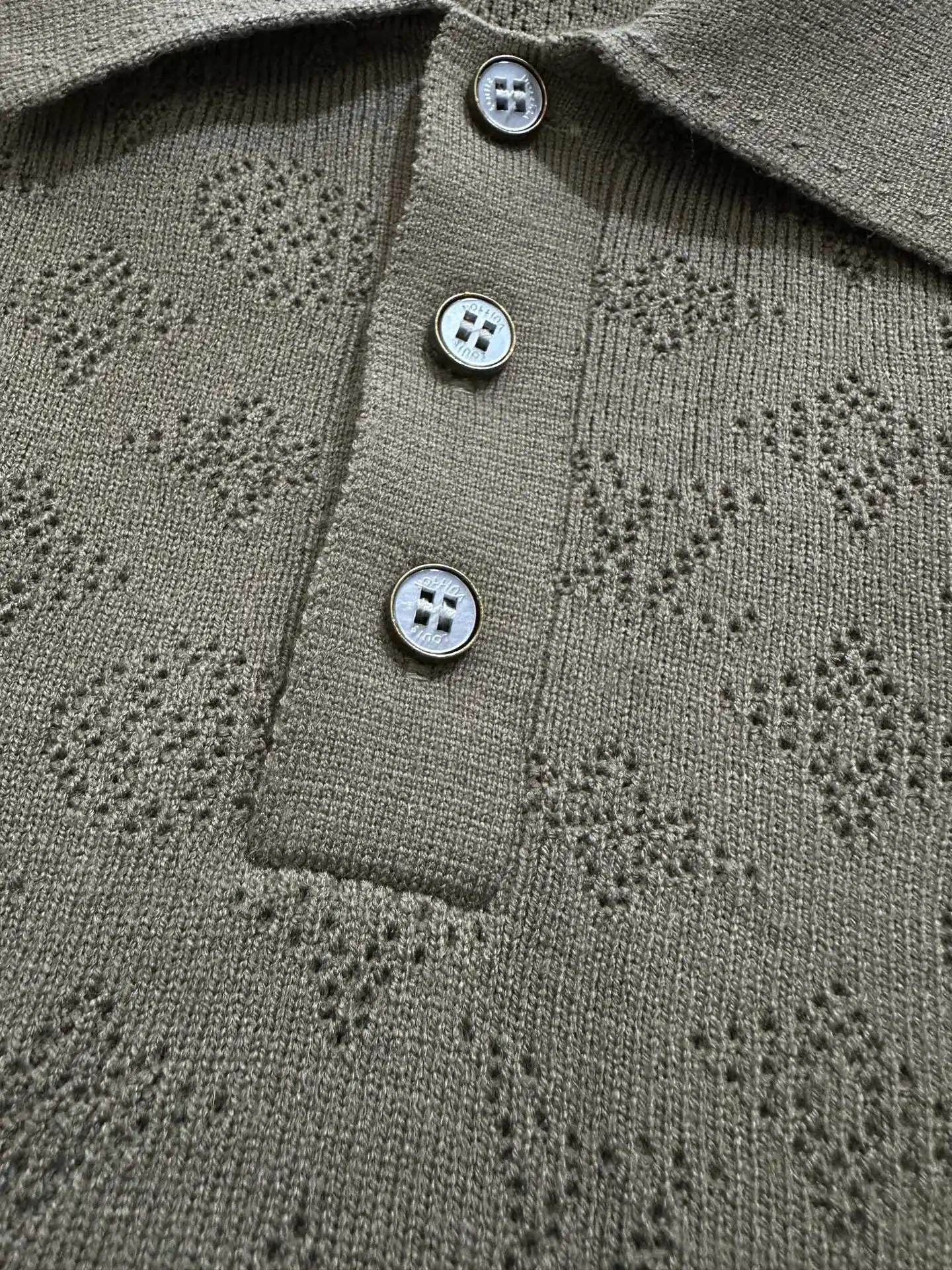 Monogram Pointelle Knit Polo Shirt D24011893 — view 8