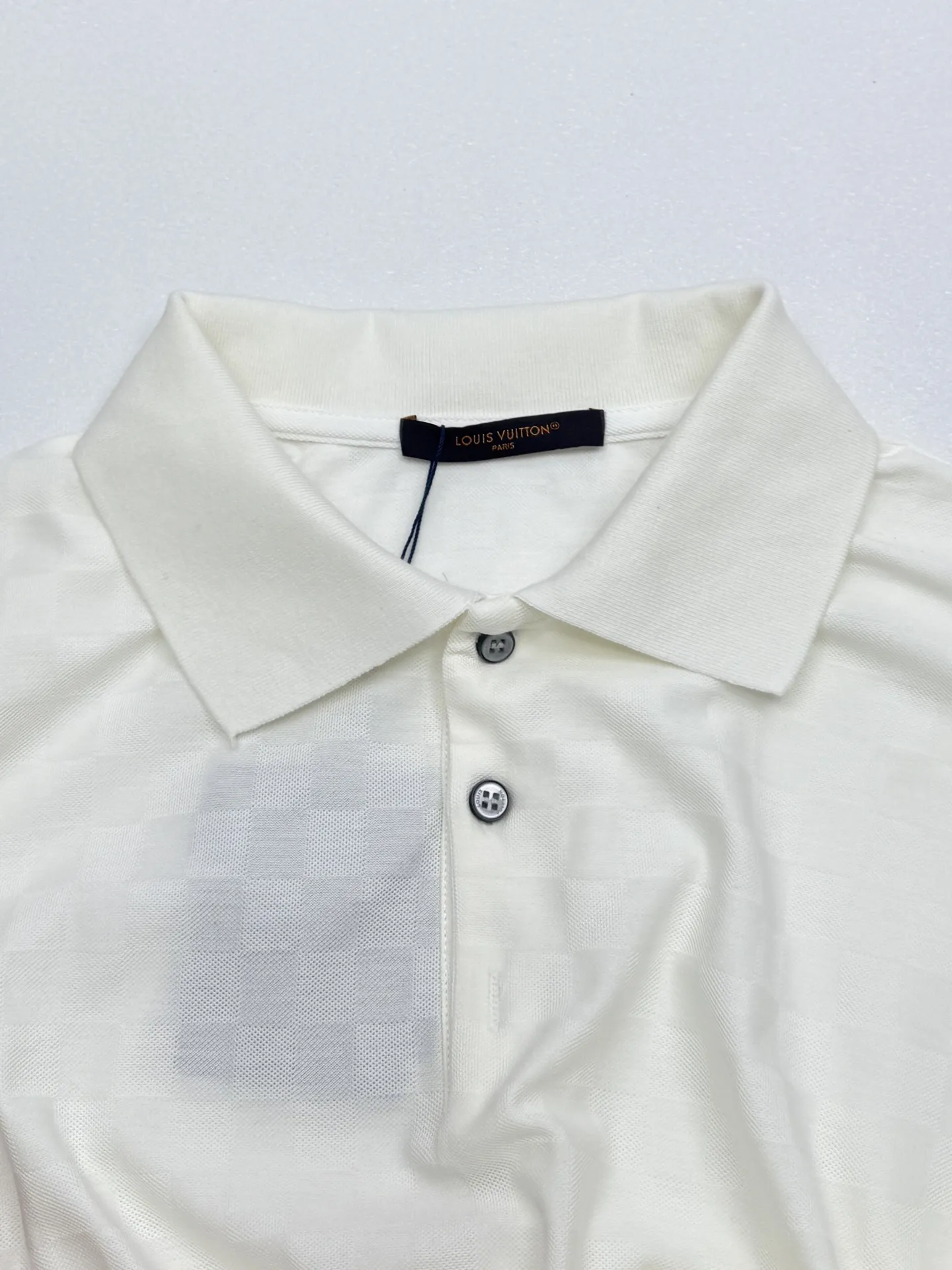 Damier Silk-Cotton Piqué Polo Shirt D24513836 — view 3