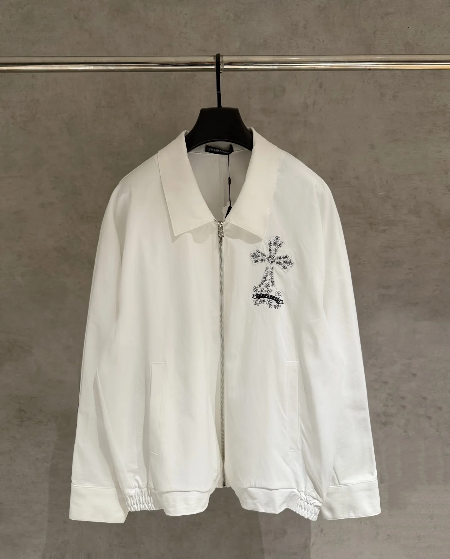 Cross-Embroidered Zip-Up Shirt Jacket D24523670