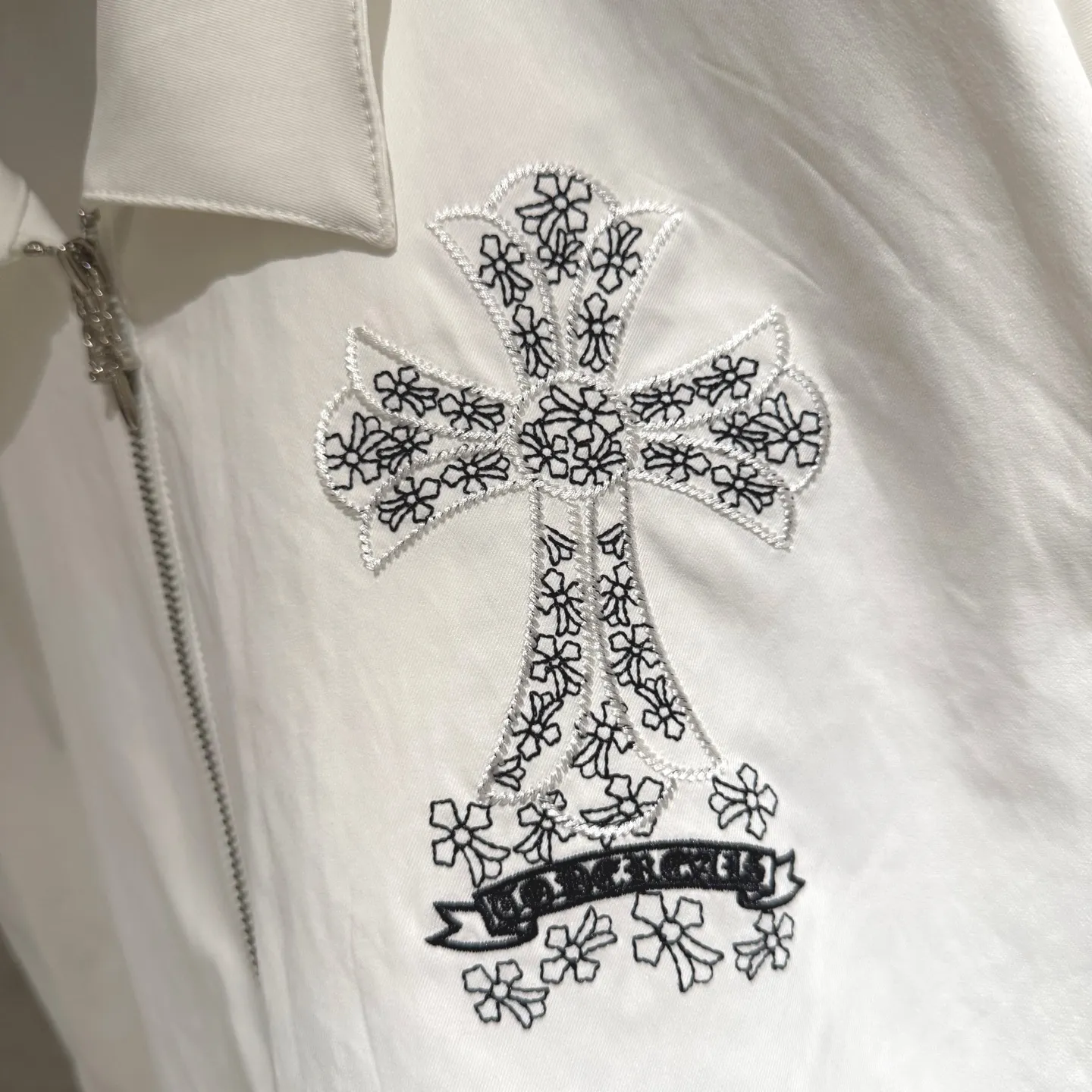 Cross-Embroidered Zip-Up Shirt Jacket D24523670 — view 6