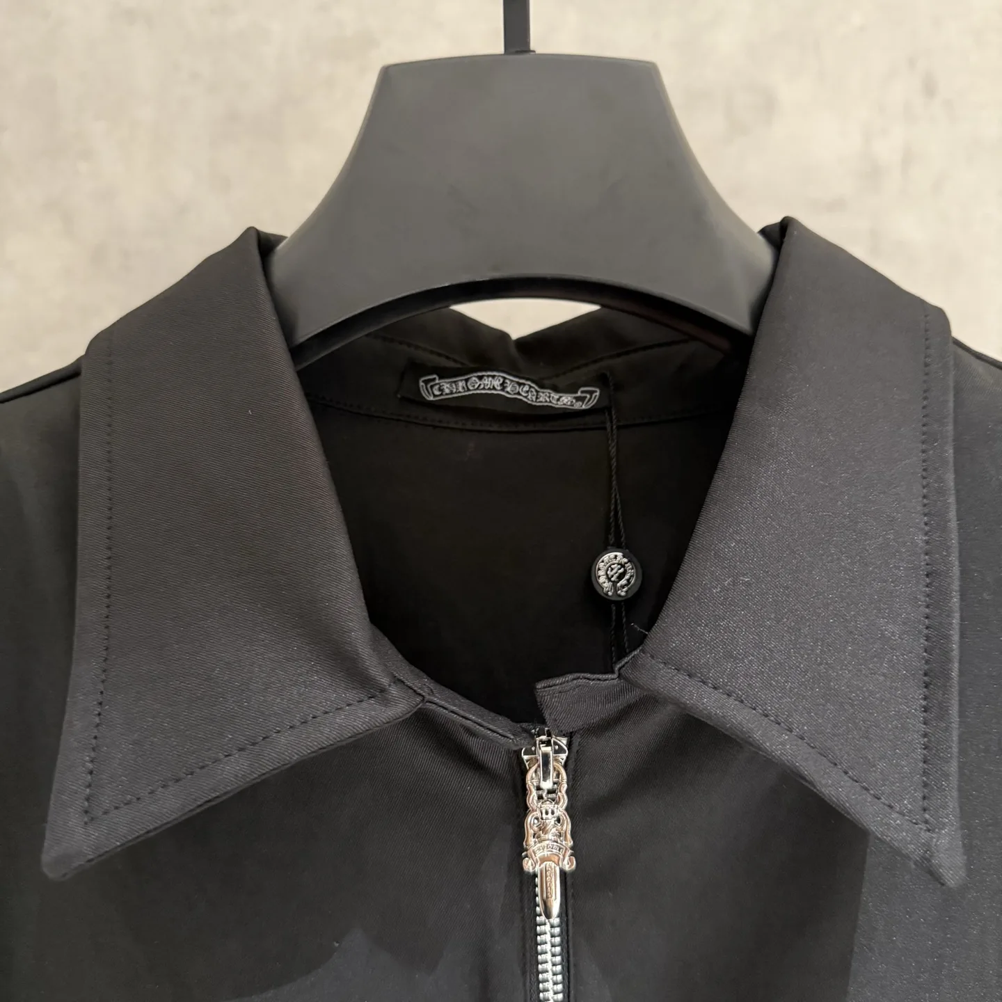 Leather Cross Patch Zip-Up Shirt Jacket D24523673 — view 5