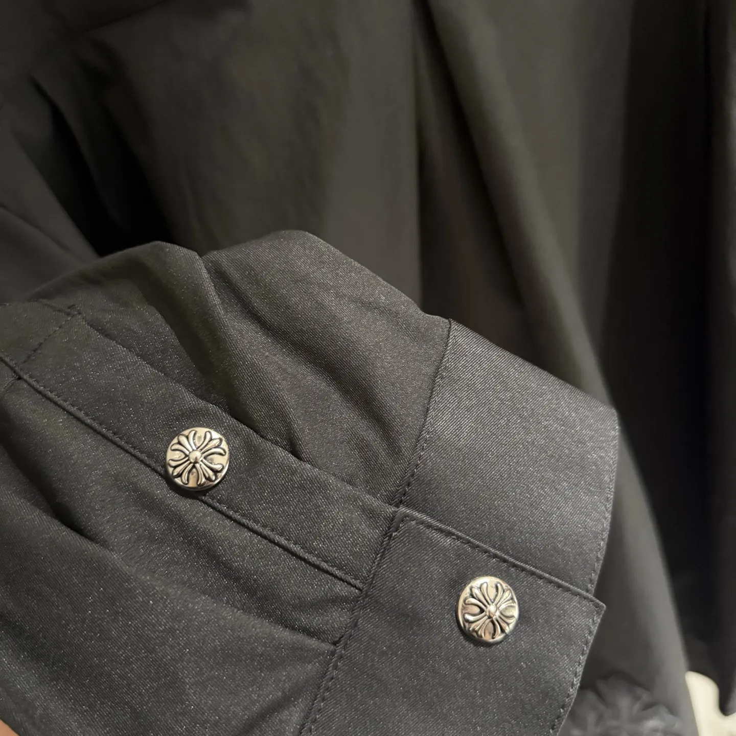 Leather Cross Patch Zip-Up Shirt Jacket D24523673 — view 8