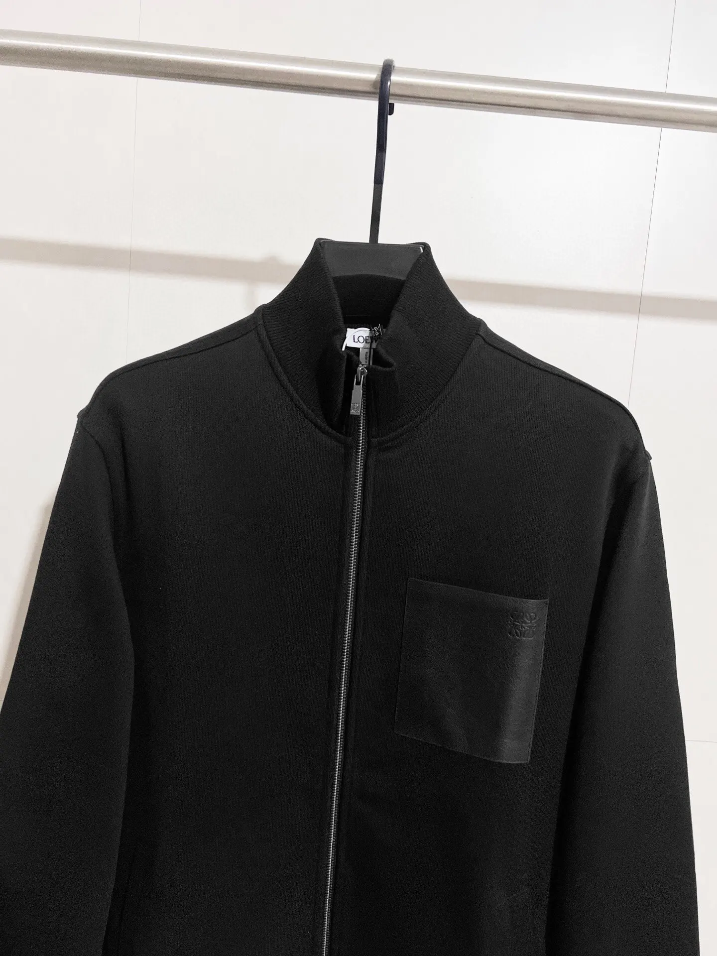 Leather-Trimmed Fleece-Back Zip-Up Jacket D24516052 — view 3