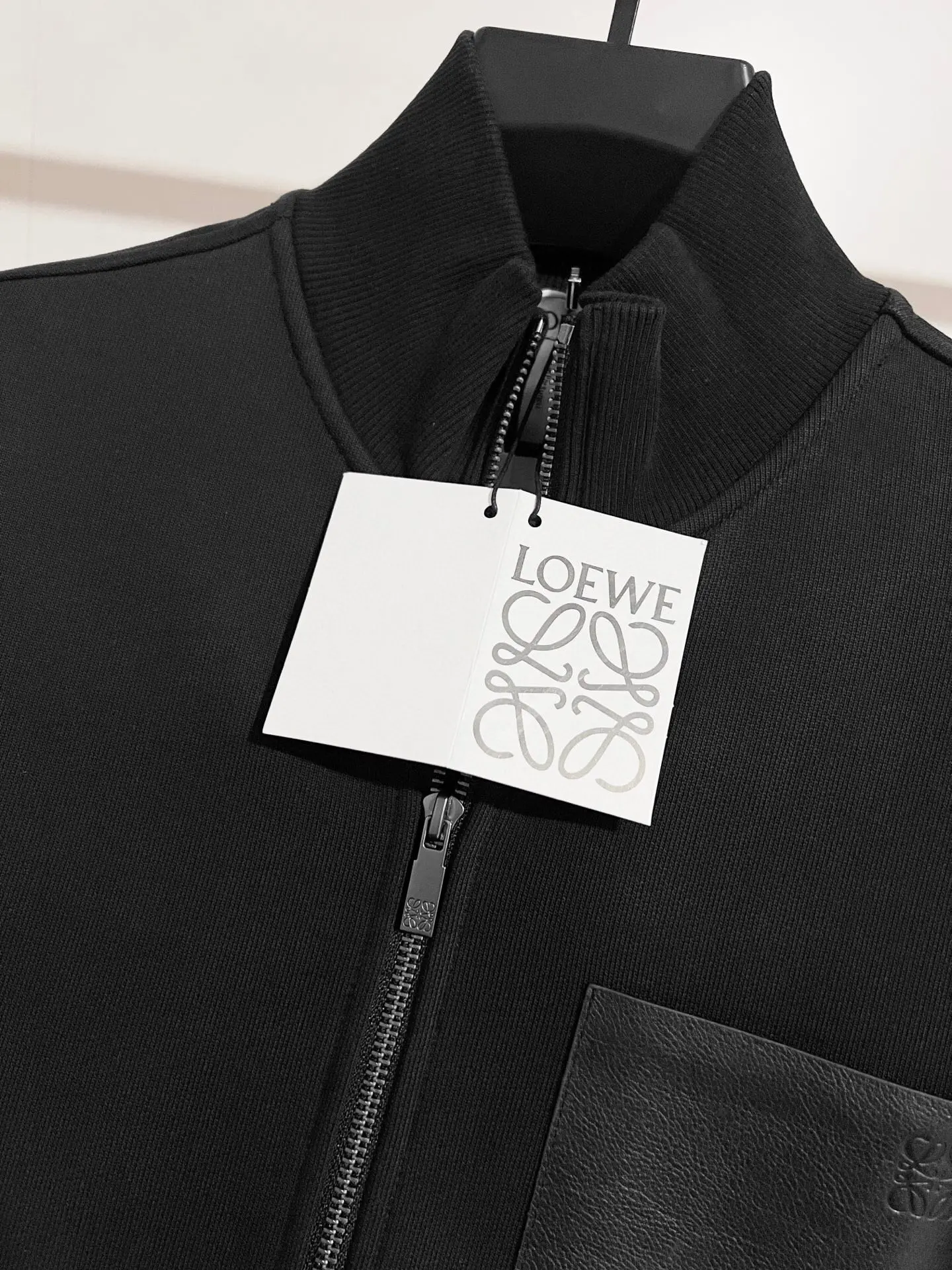 Leather-Trimmed Fleece-Back Zip-Up Jacket D24516052 — view 8