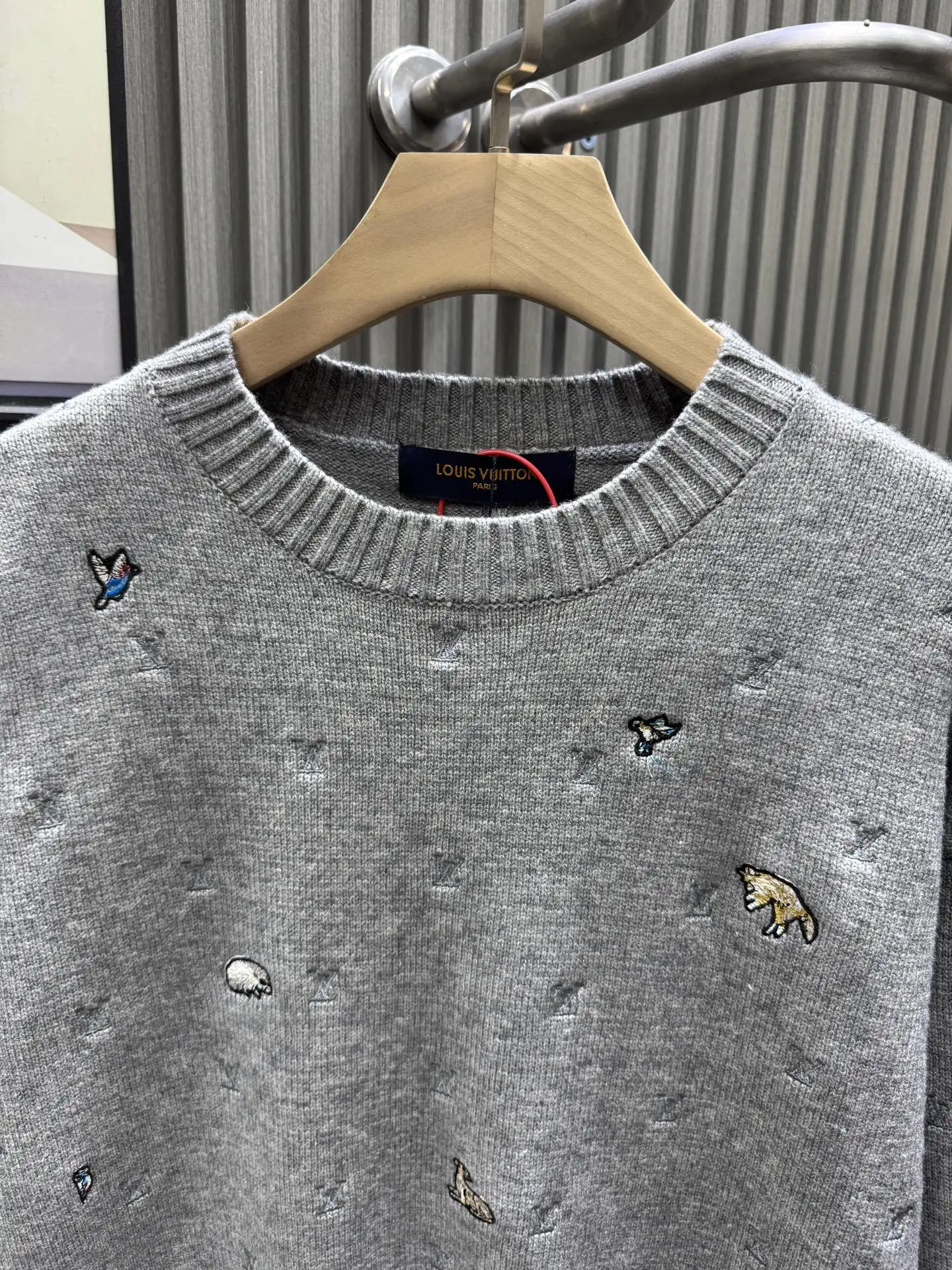 Embroidered Monogram Wool Crew-Neck Sweater D25014137 — view 3