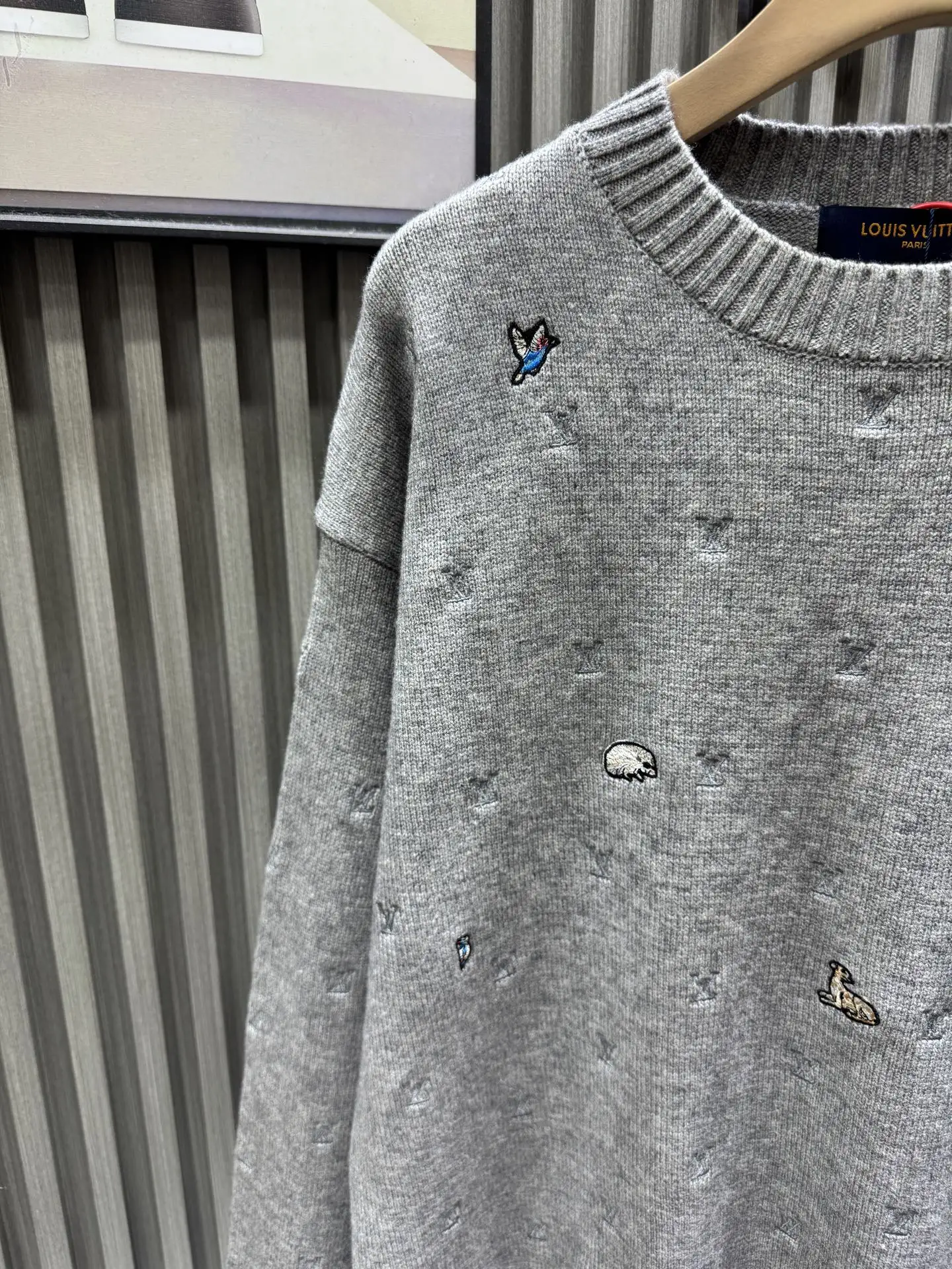 Embroidered Monogram Wool Crew-Neck Sweater D25014137 — view 6