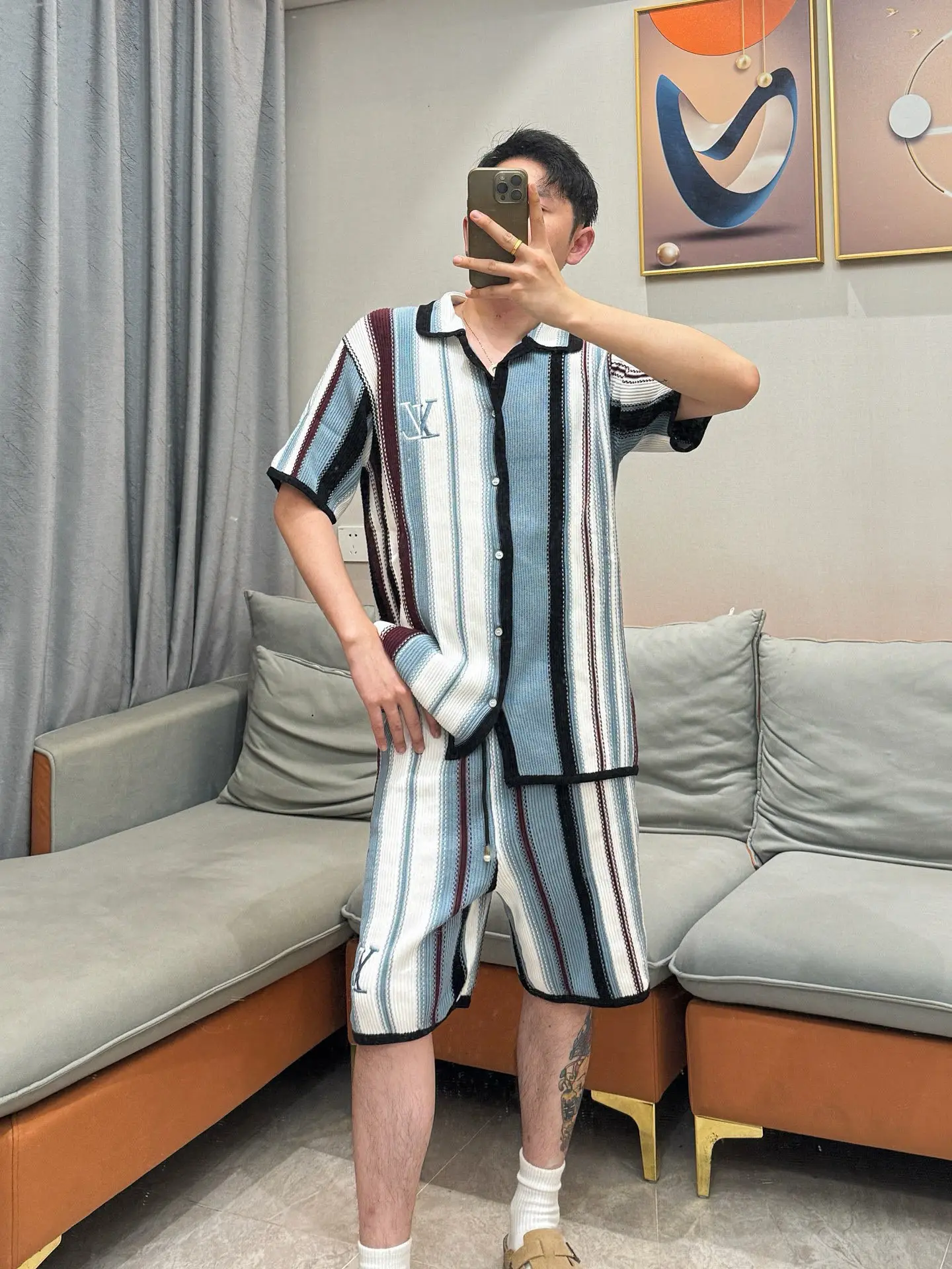 Striped Jacquard Knit Shorts D25014119 — view 11