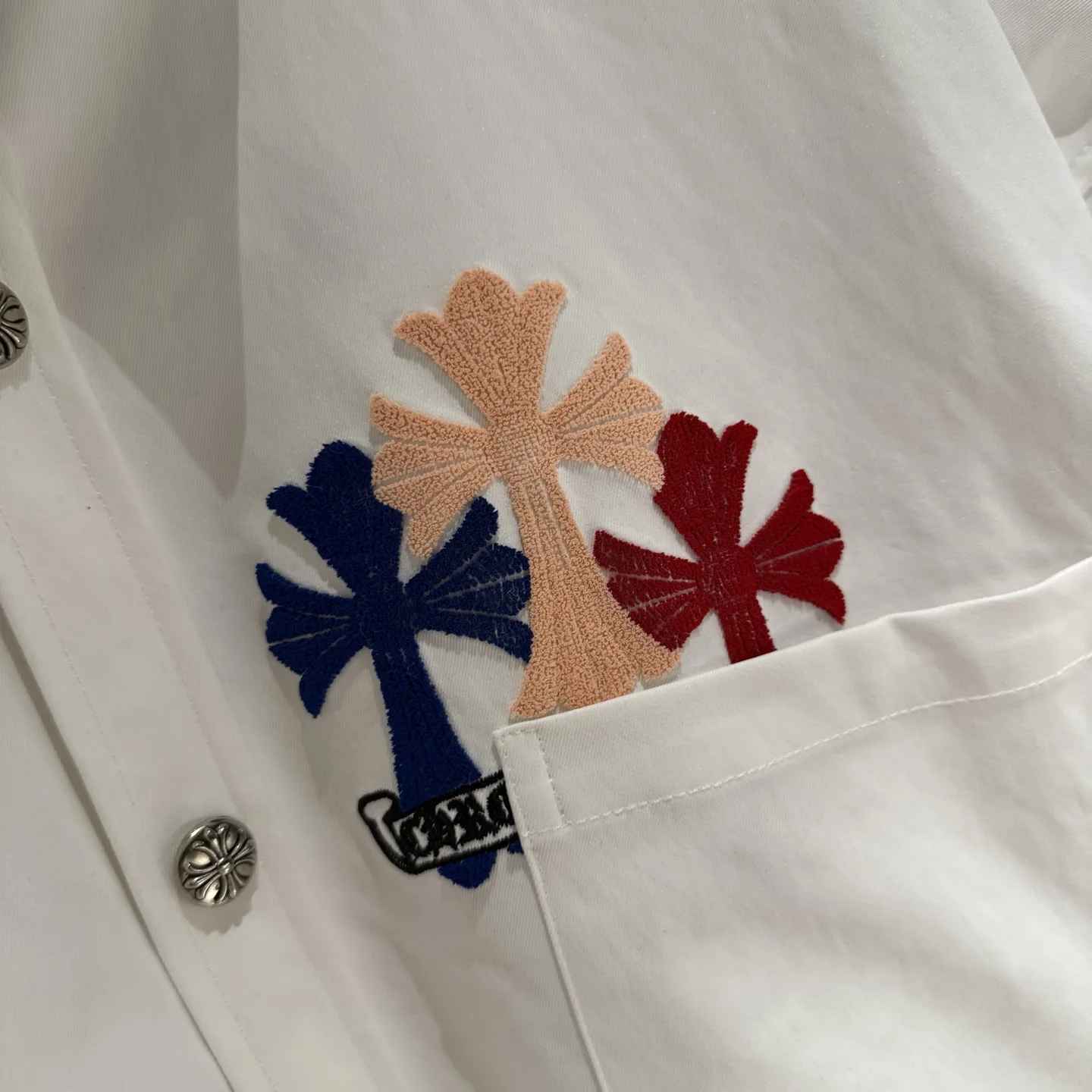 Embroidered Cross Oversized Cotton Shirt D25523674 — view 6