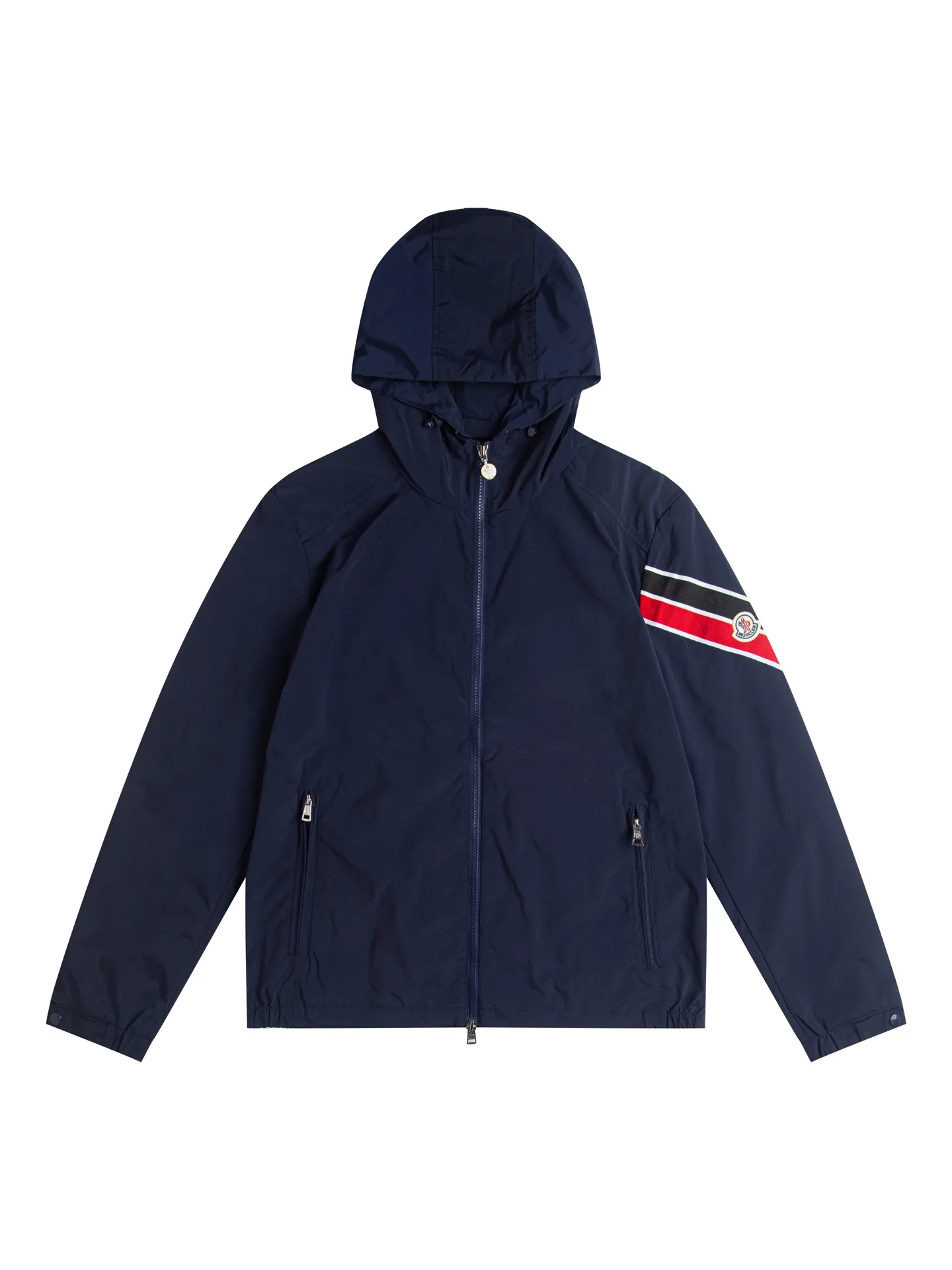 Striped Webbing Hooded Windbreaker Jacket D26015911