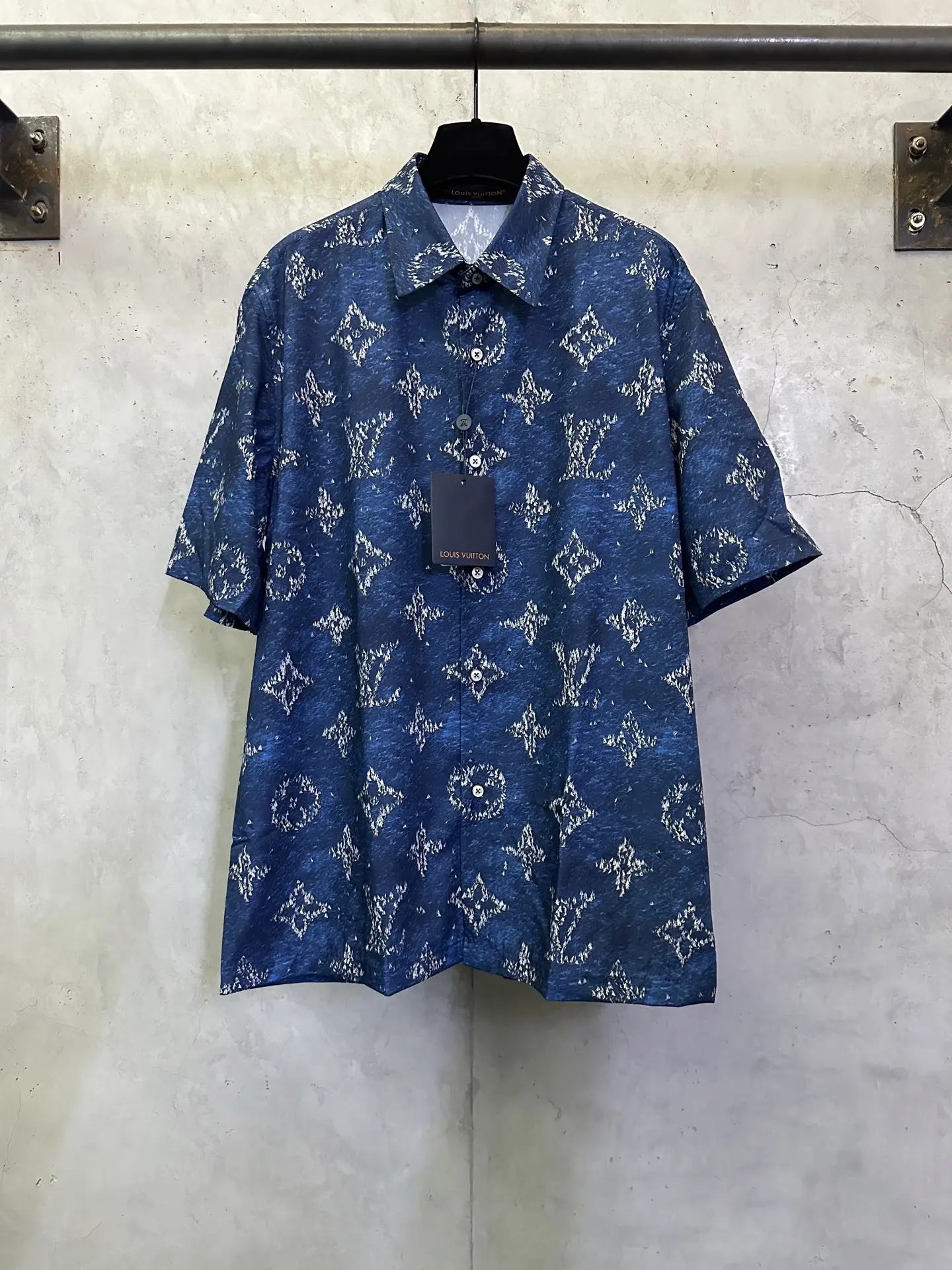 Monogram Print Cotton Poplin Short-Sleeve Shirt D27012378