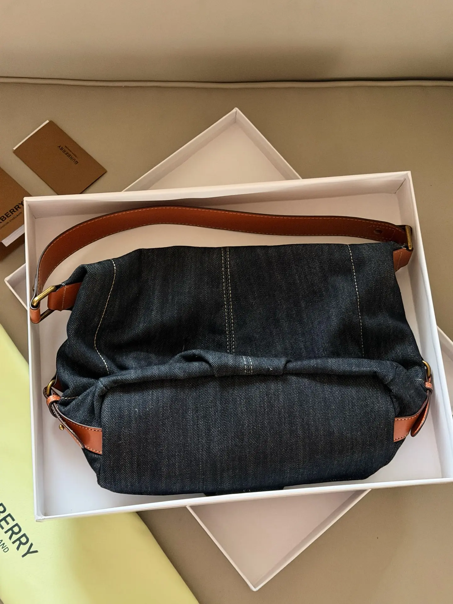 Denim Shoulder Bag with Leather Trim D27018509 — view 7