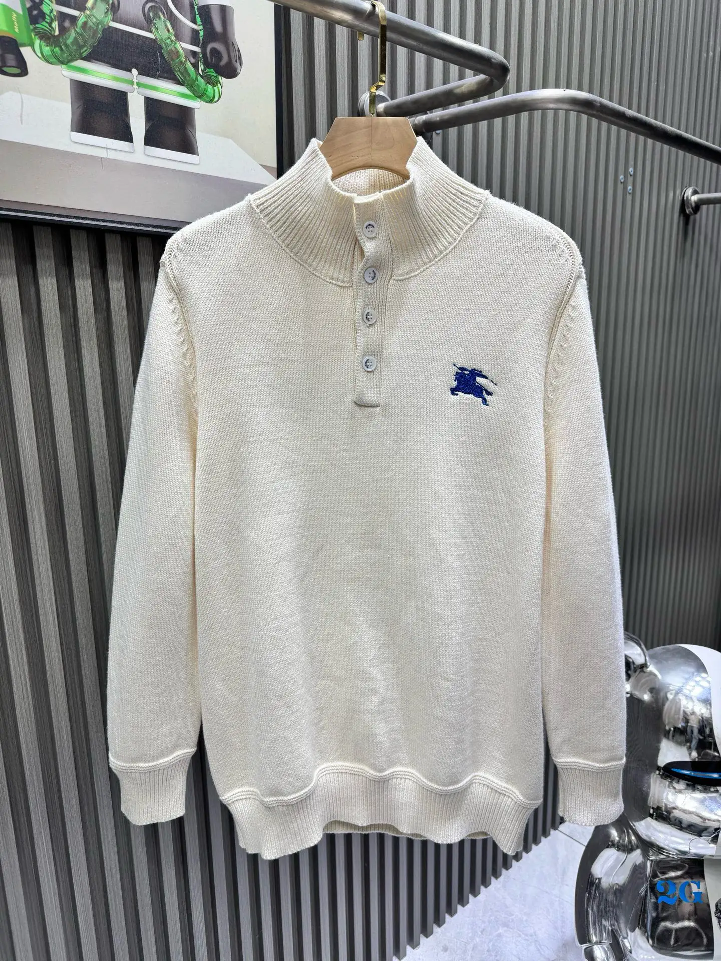 Embroidered Logo Half-Button Knit Sweater D27014138