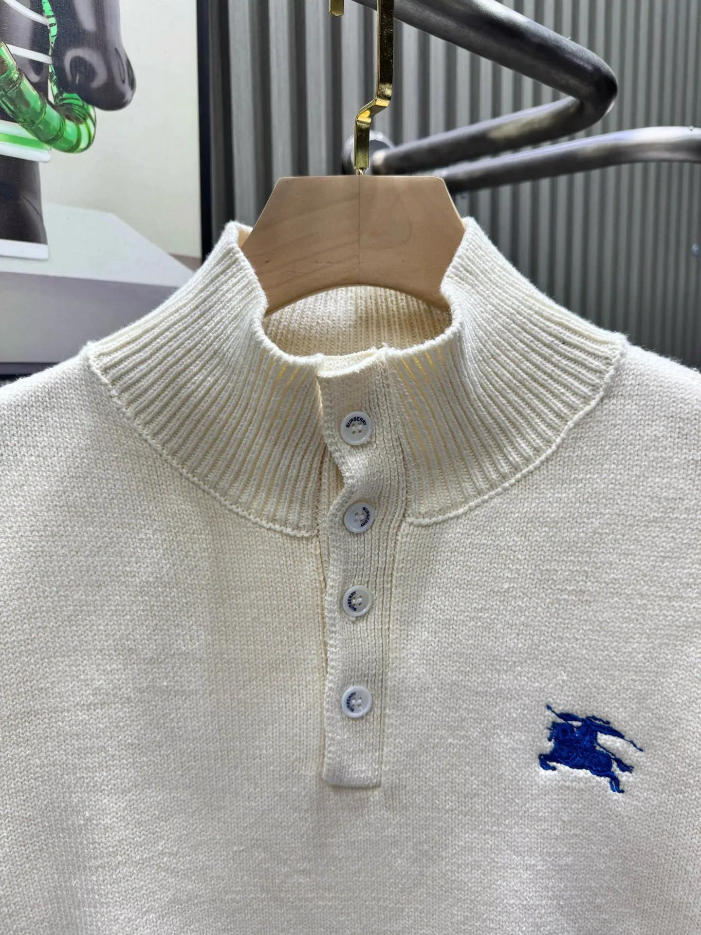 Embroidered Logo Half-Button Knit Sweater D27014138 — view 3