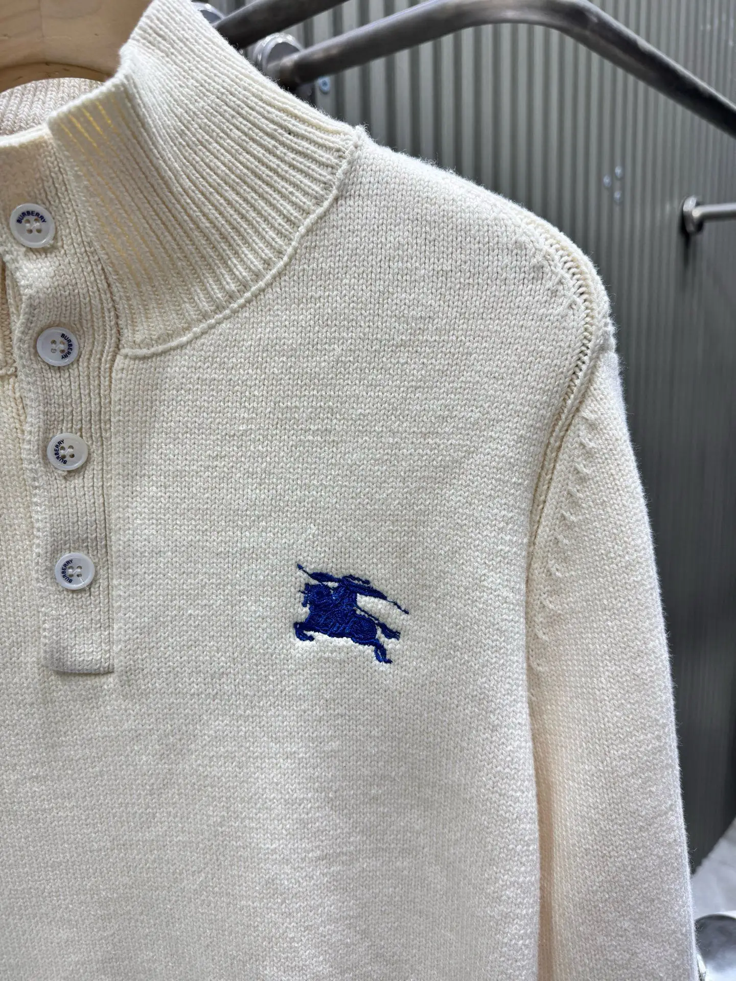 Embroidered Logo Half-Button Knit Sweater D27014138 — view 6