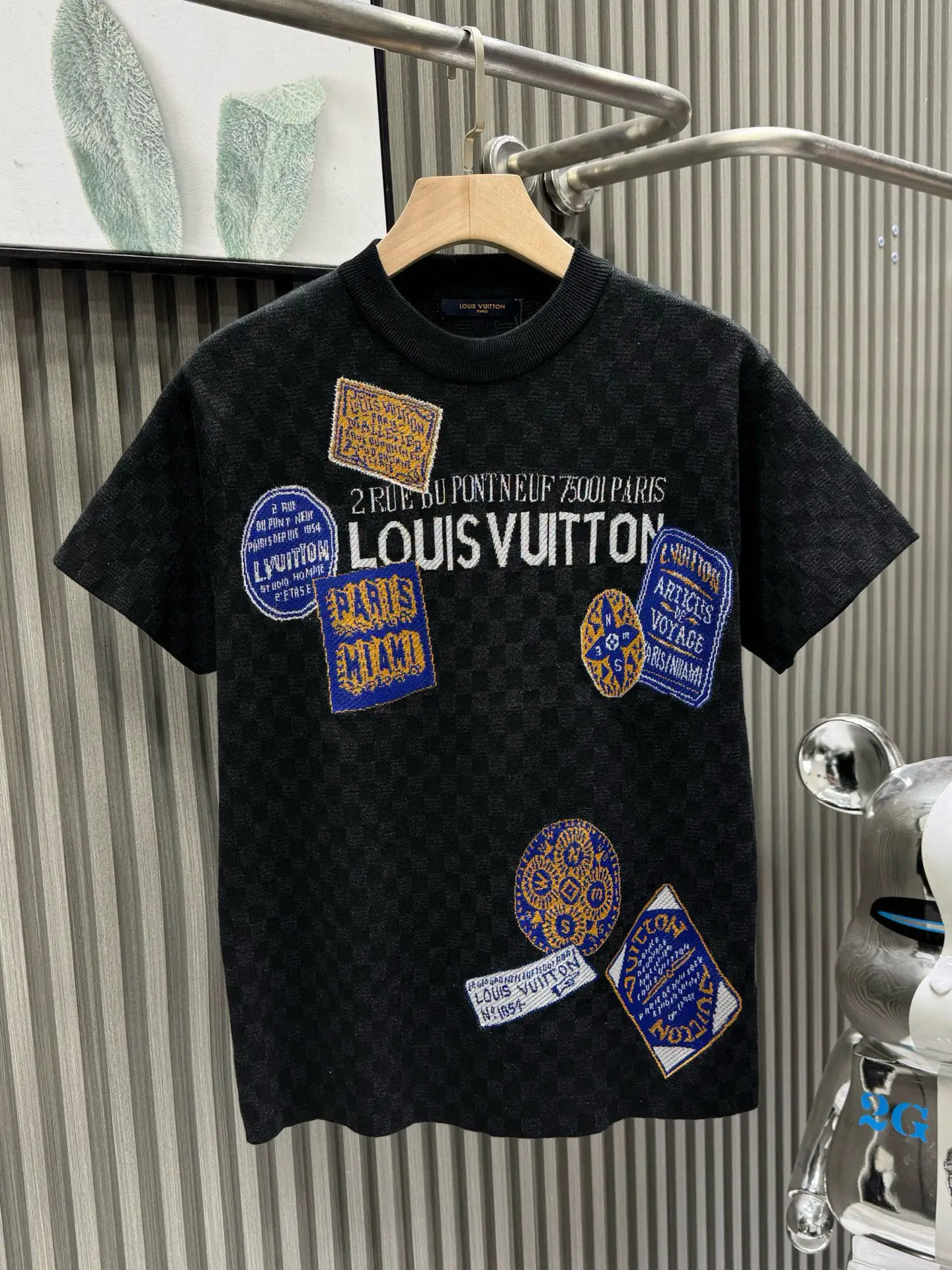 Damier Jacquard Patch Knit T-Shirt D27014124