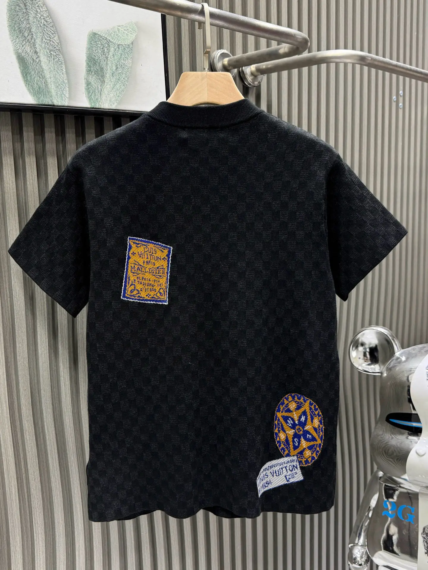 Damier Jacquard Patch Knit T-Shirt D27014124 — view 2
