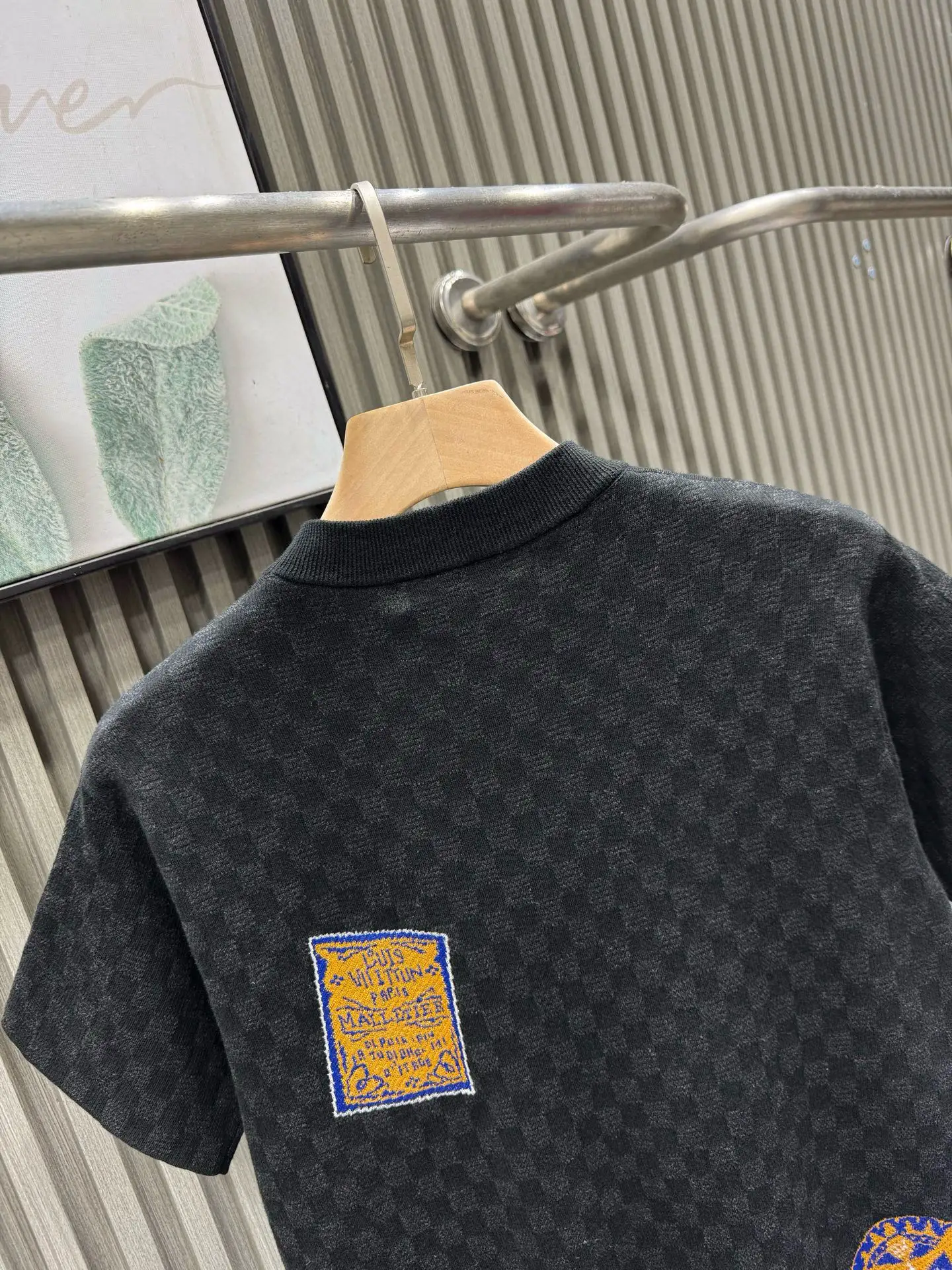 Damier Jacquard Patch Knit T-Shirt D27014124 — view 4