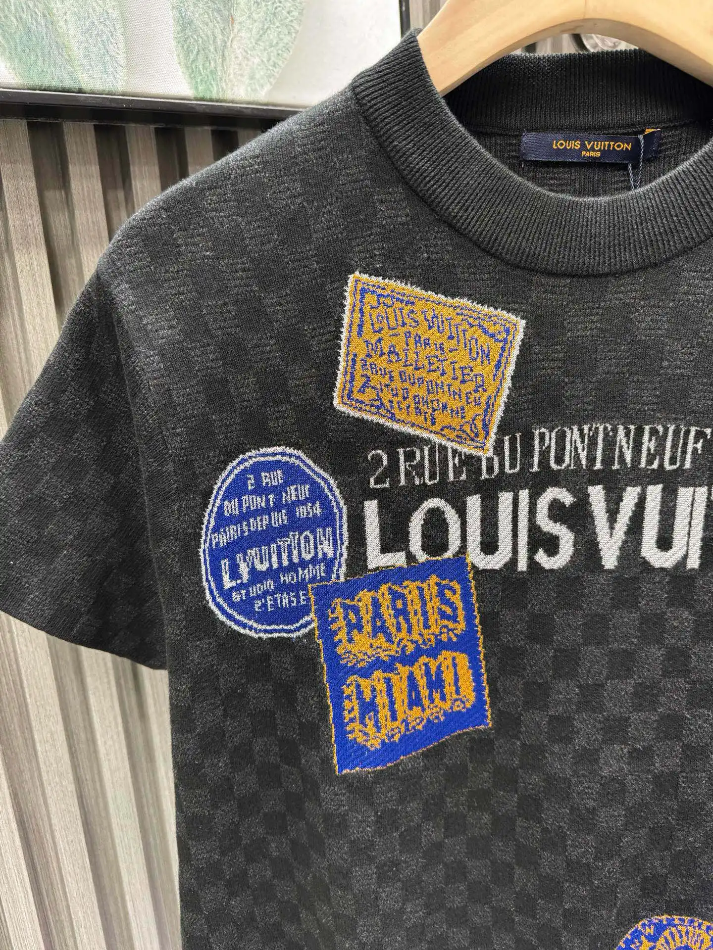 Damier Jacquard Patch Knit T-Shirt D27014124 — view 6