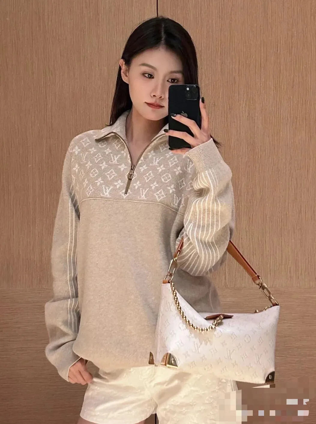 Monogram Jacquard Half-Zip Wool Sweater D27515992 — view 5