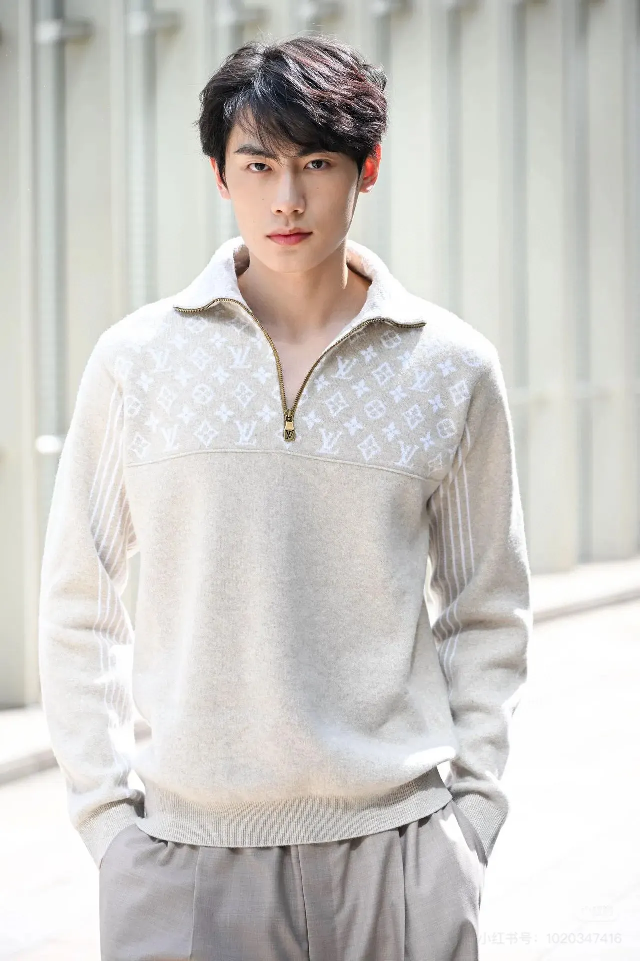 Monogram Jacquard Half-Zip Wool Sweater D27515992 — view 6